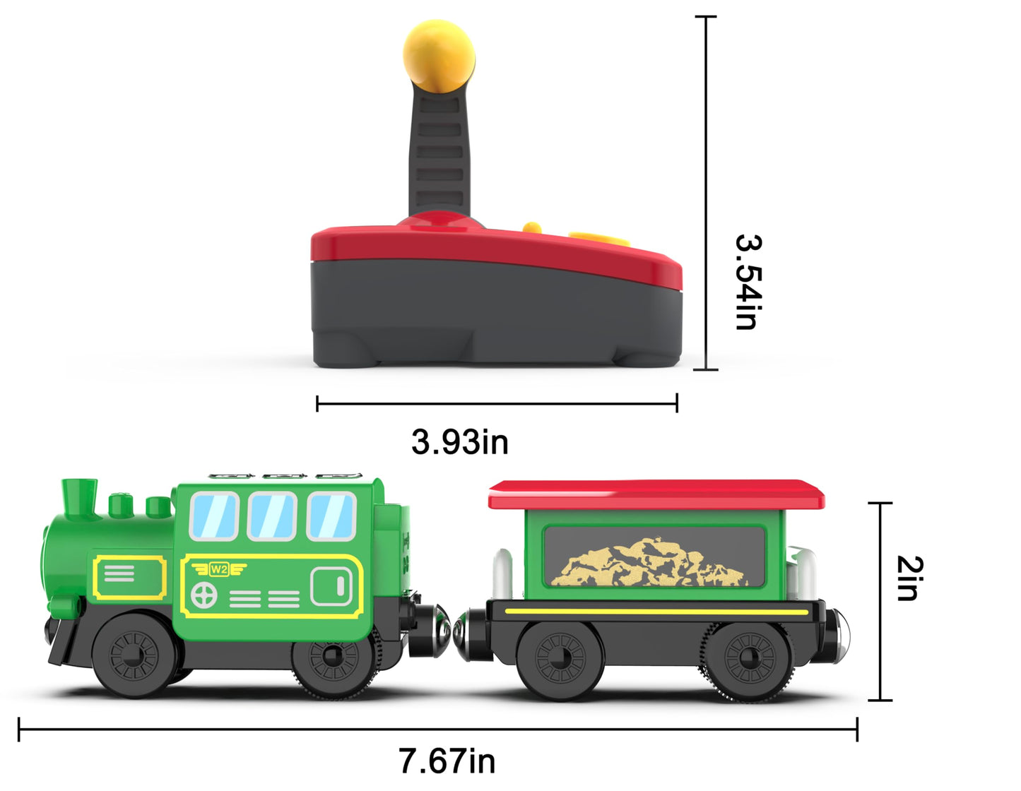 Wooden Battery Operated Locomotive Train with Remote Control – Fits All Major Track Sets, Powerful Engine (Batteries Not Included)
