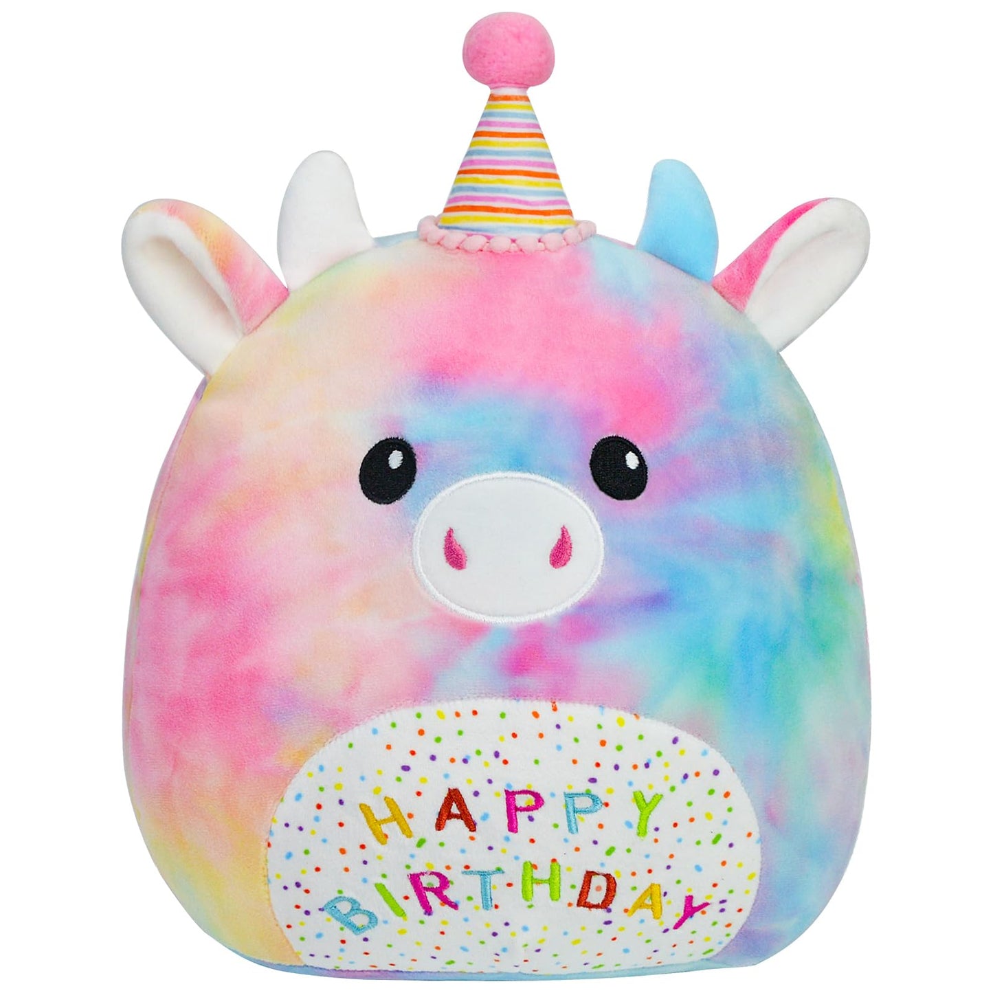 AWNOGKUE 12" Cow Stuffed Animal Plush Toy – Soft Unicorn Rainbow Plushie Pillow for Kids, Toddlers, Girls & Boys, Birthday Gift & Room Decor