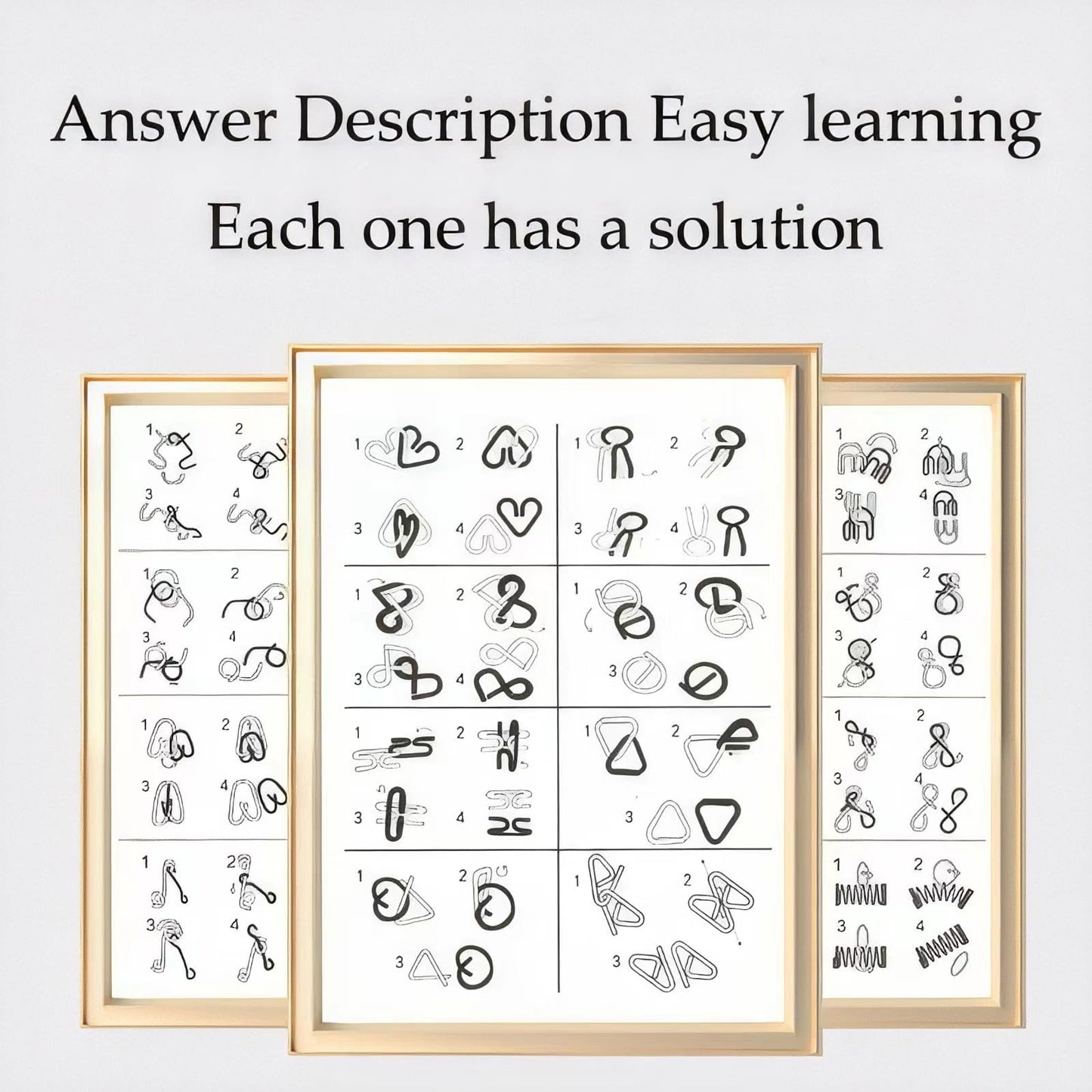 GEKELI 24-Piece Metal Wire Puzzle Set with Pouch – Brain Teasers, IQ Challenge, Interlock & Unlock Games, Magic Trick Toy for Kids & Adults