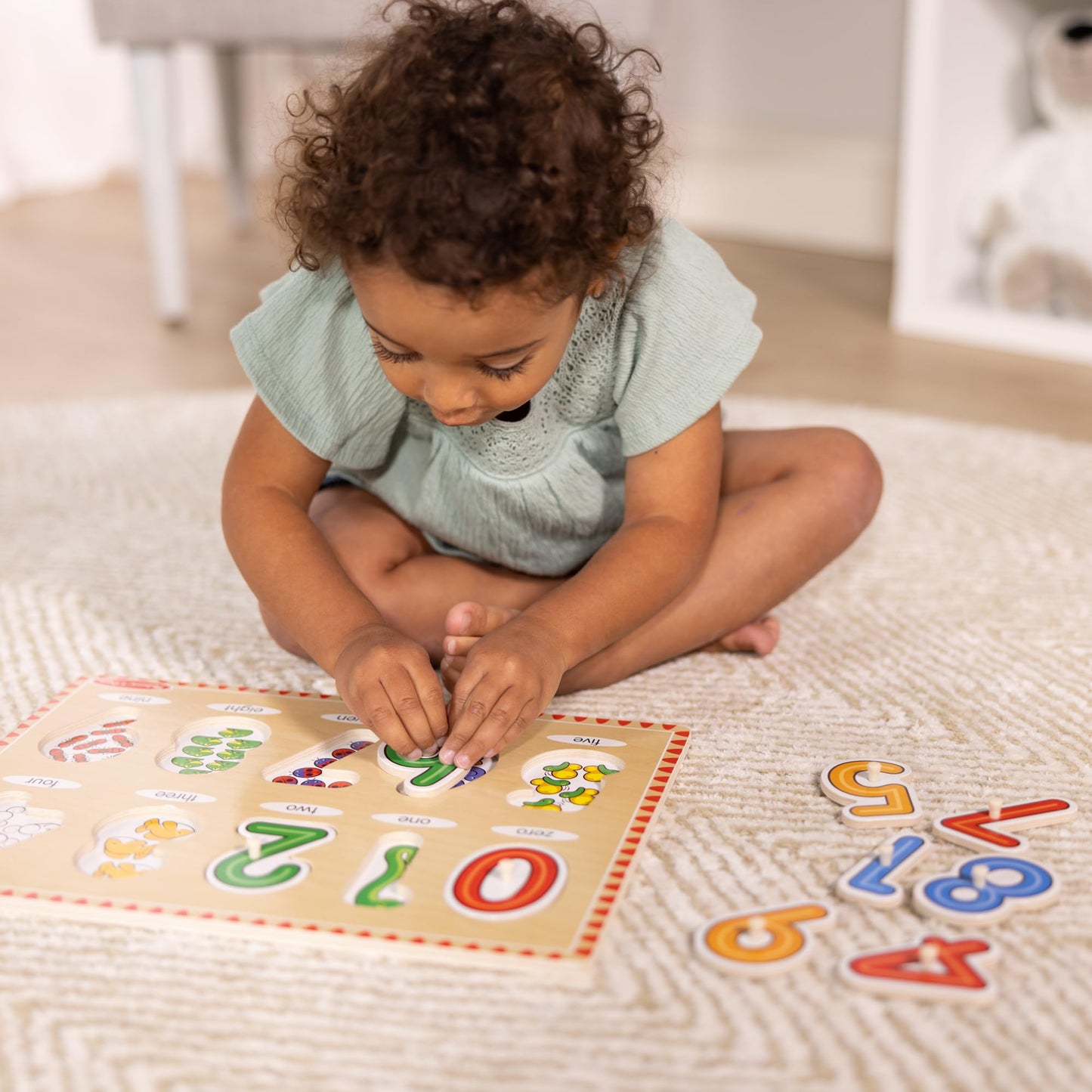 Melissa & Doug Lift & See Numbers Wooden Peg Puzzle - 10 Pieces Number Puzzles for Toddlers and Kids Ages 1+ - FSC-Certified Materials