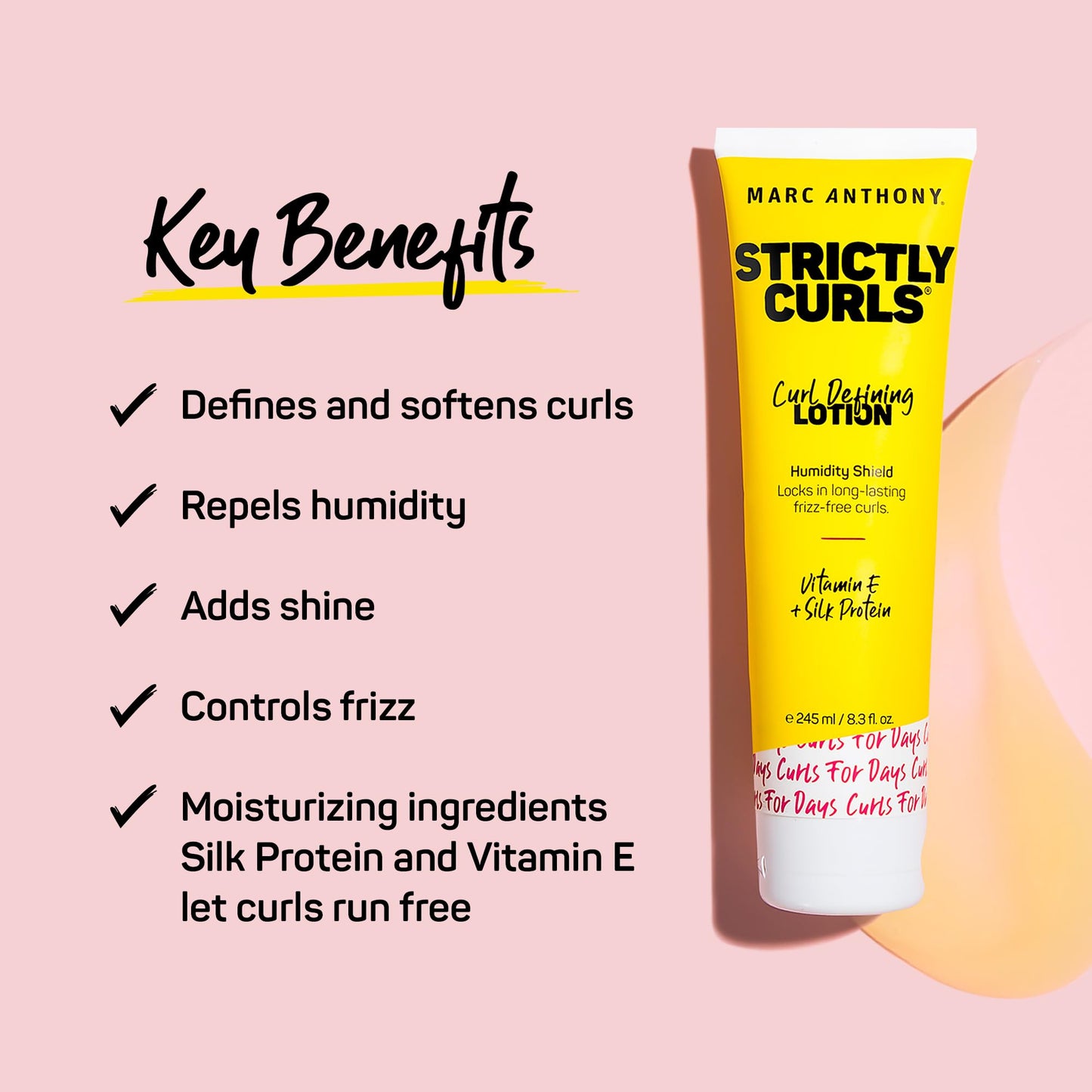 Marc Anthony Strictly Curls Curl Defining Styling Lotion, 8.3 Ounce Tube with Silk Protein and Vitamin E for Curl Definition