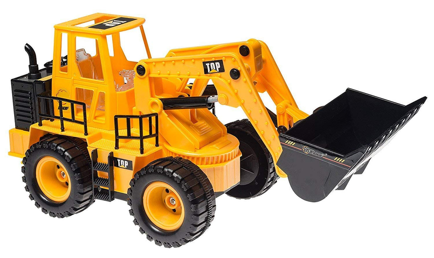 Top Race TR-113 RC Tractor Toy, 5-Channel Electric Front Loader with Lights & Sounds, 14"x6"x8" Remote Control Construction Vehicle