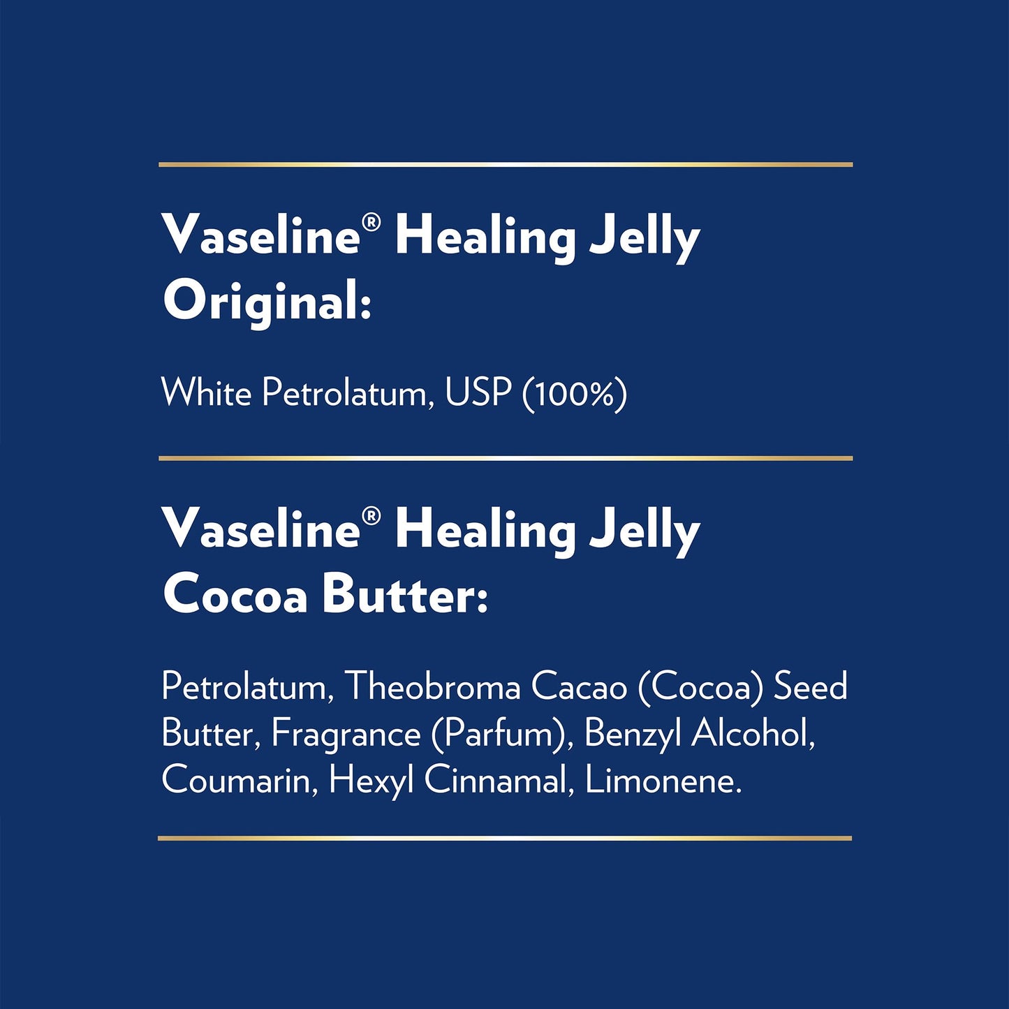 Vaseline Original & Cocoa Butter Healing Jelly 4-Pack – Travel Size 1.75oz Each, Rich Moisturizing Ointment for Dry, Cracked Skin Protection