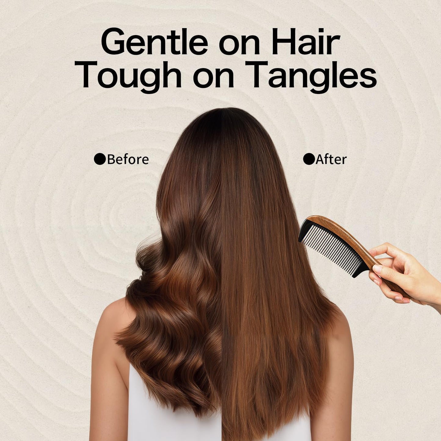 Onedor Handmade Buffalo Horn and Sandalwood Hair Combs - Anti-Static Natural Scent Wooden Detangler (Fine Tooth)