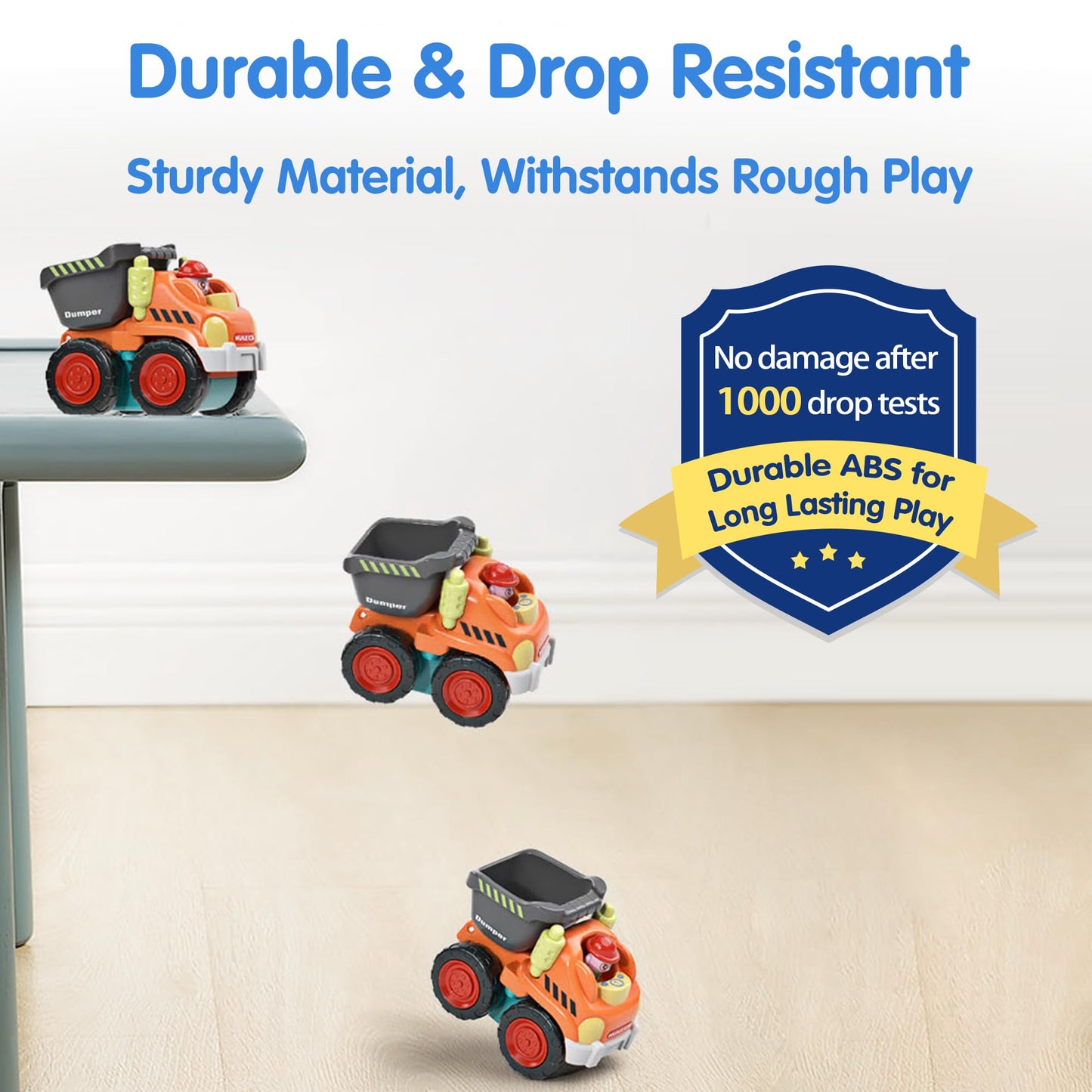 iPlay iLearn Toddler Construction Trucks Set with Playmat – Mini Push Go Cars, Excavator, Dump & Bulldozer, Gifts for 6-36 Month Boys