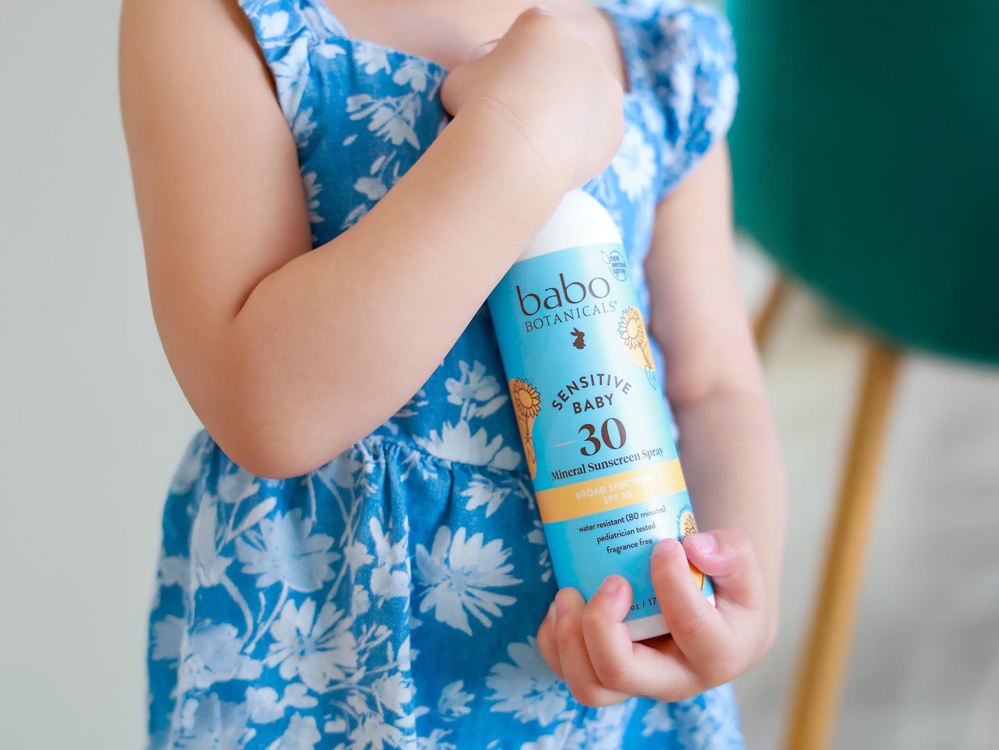 Babo Botanicals SPF 30 Baby Mineral Sunscreen Spray – Fragrance-Free, Non-Aerosol, Zinc Oxide, Water-Resistant for Face & Body