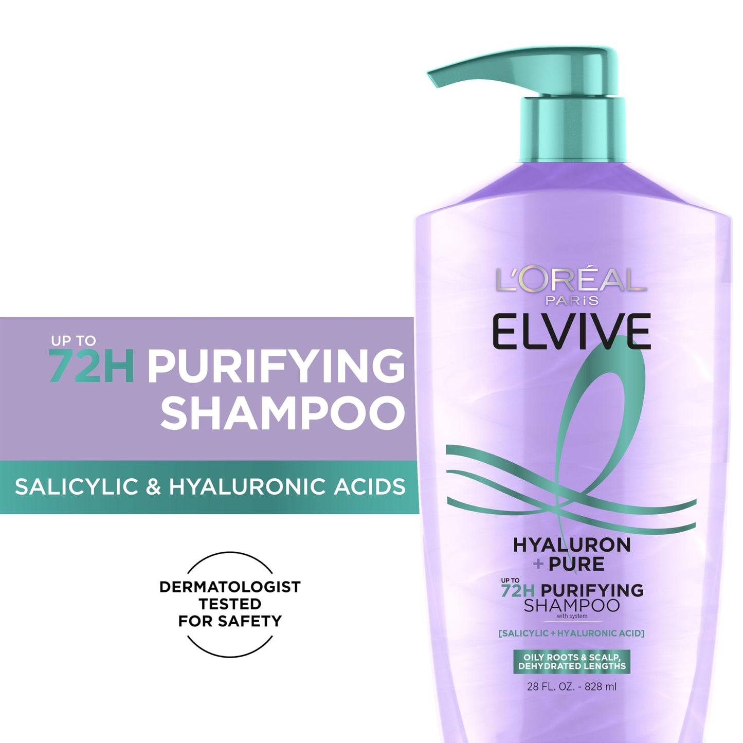 L'Oreal Paris Elvive Hyaluron + Pure Shampoo & Conditioner Set | Clarifying & Rehydrating Hair Care with Salicylic & Hyaluronic Acid, 1 Kit