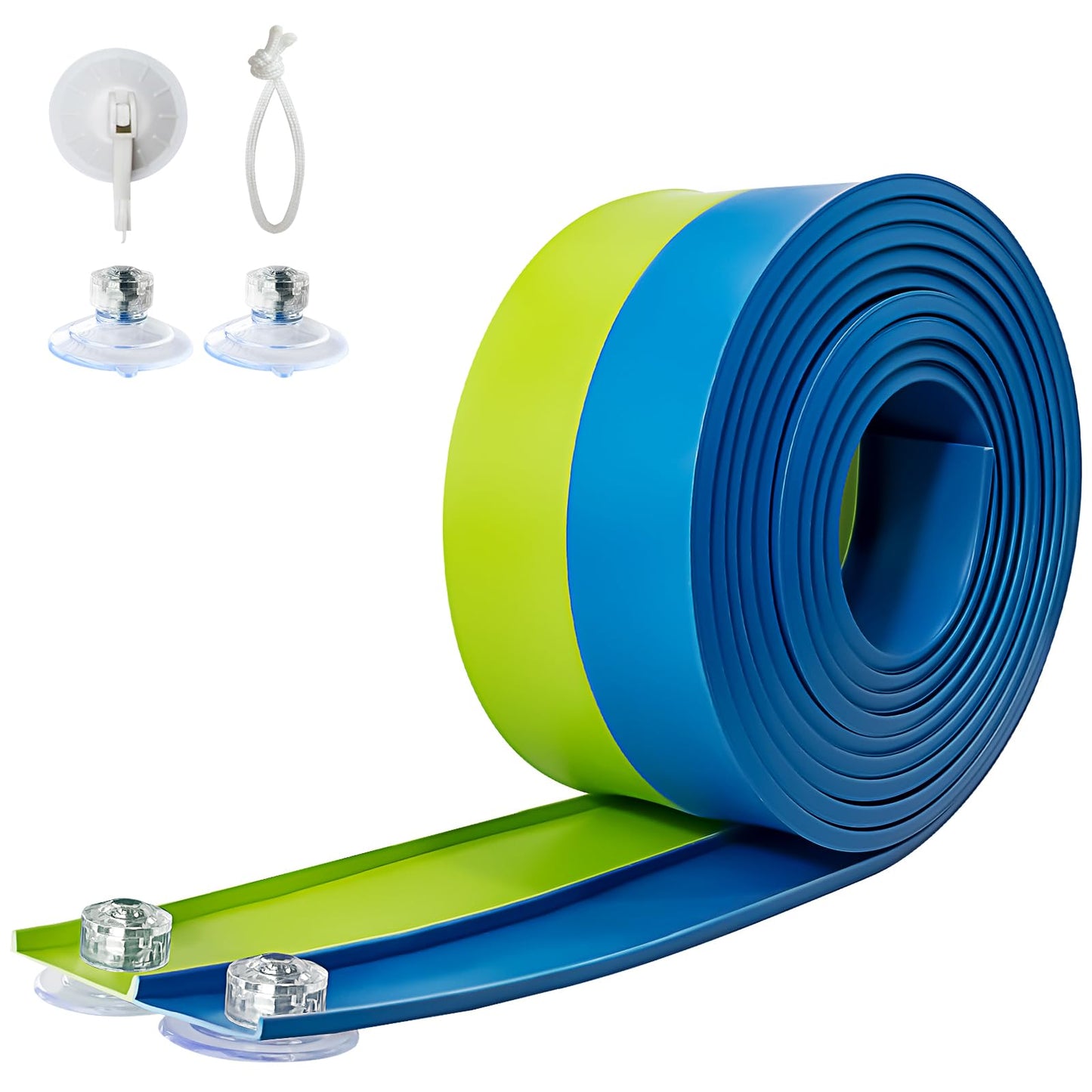 Flex Tracks 15ft Kids Starter Race Car Track Set with Suction Cups, Flexible Ramp for 1:64 Diecast Cars, Ages 3+, Green & Blue