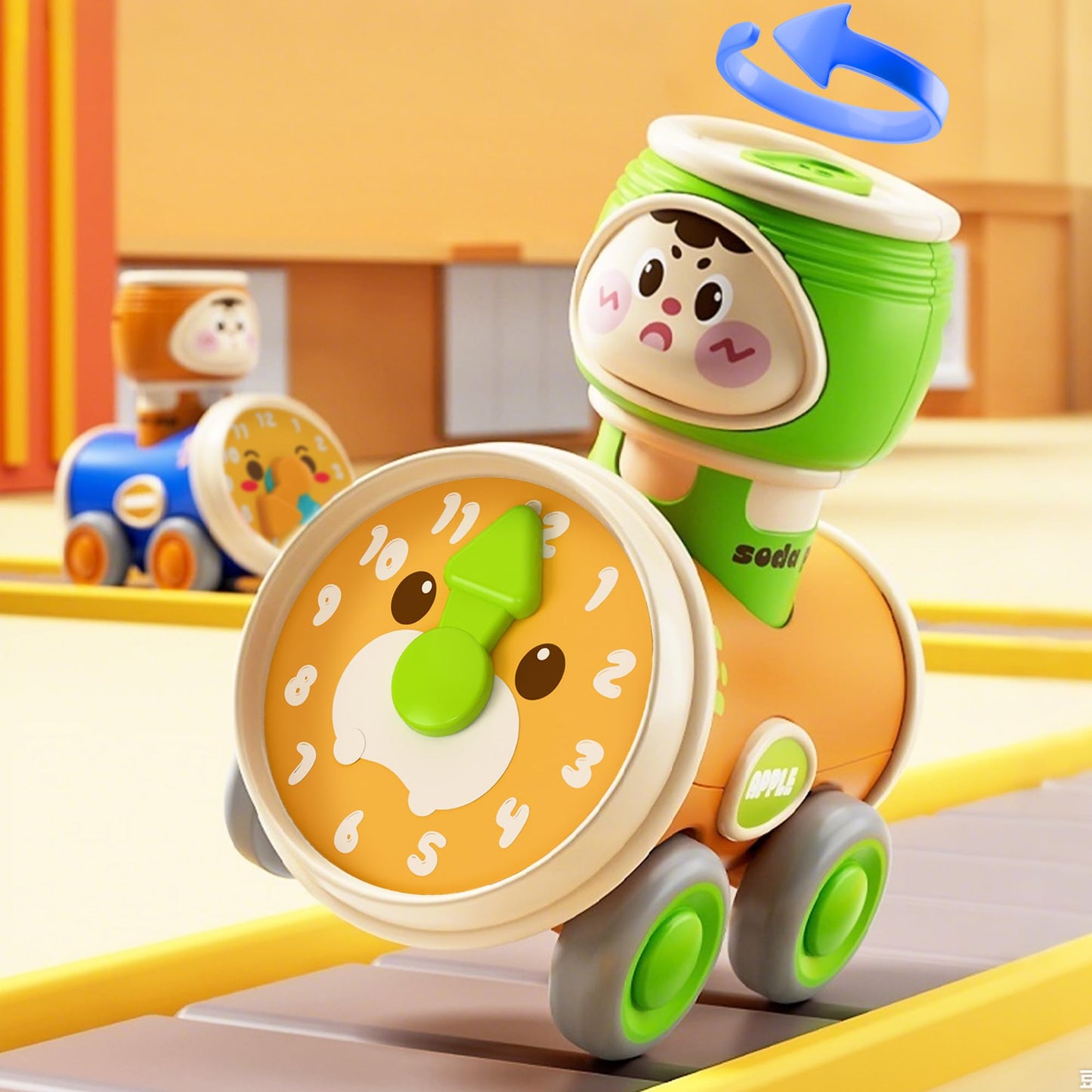 iPlay iLearn Press & Go Car Toy Set for Toddlers 1-3, Friction Push Racing Cars, Infant Vehicle Playset, 1st Birthday Gift for Boys & Girls