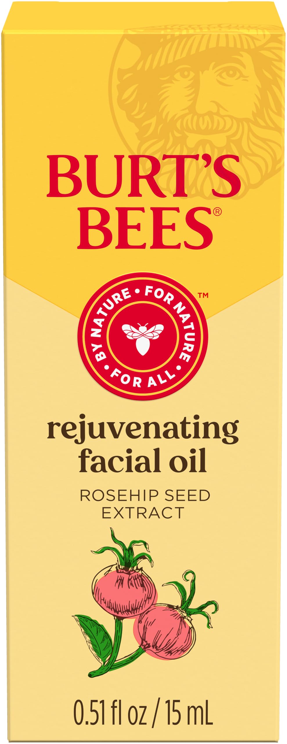 Burt's Bees Gua Sha Face Oil with Rosehip Seed – Reduces Fine Lines & Wrinkles, Use with Ice Roller & Facial Tools, 0.51 fl. oz.