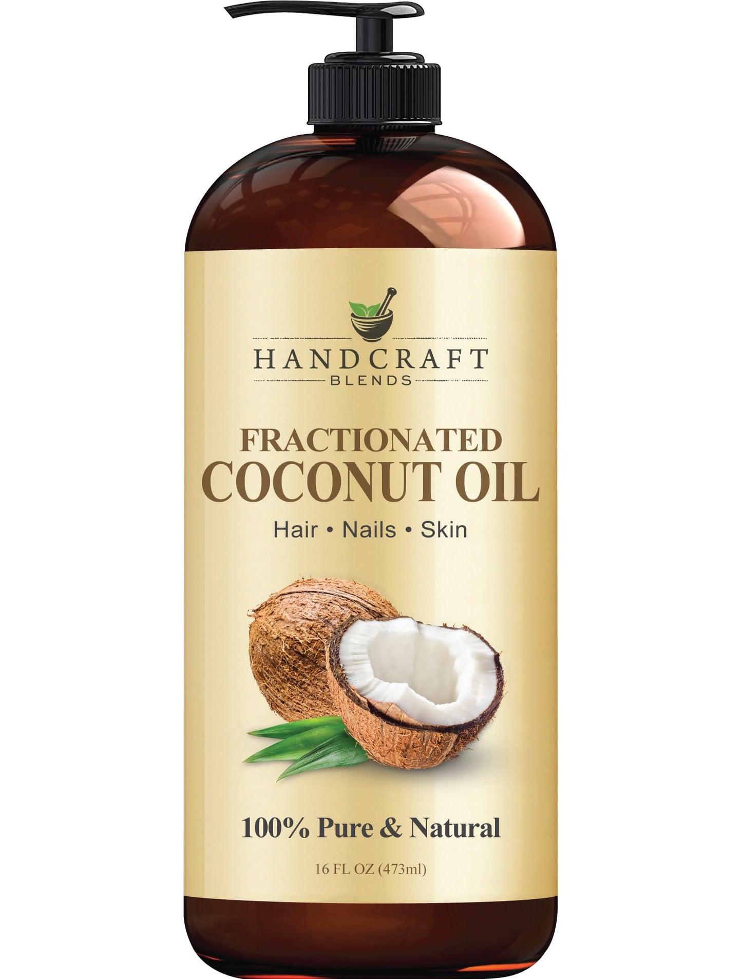 Handcraft Blends Fractionated Coconut Oil 16 Fl Oz – 100% Pure & Natural Premium Carrier Oil for Skin, Hair, Body & Massage
