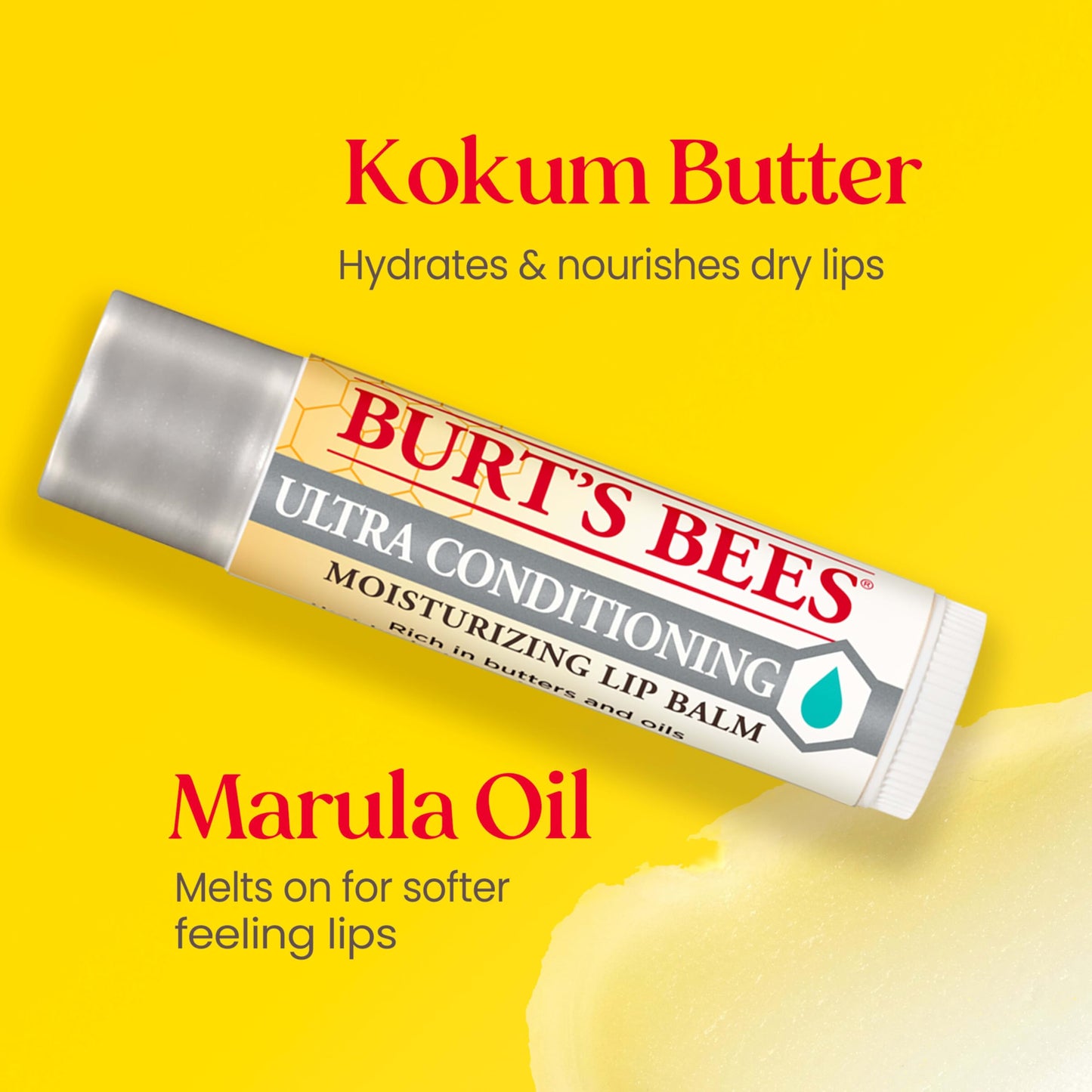 Burt's Bees Lip Balm 4-Pack – Natural Moisturizing Lip Care, Shea, Cocoa & Kokum Butter, All-Day Hydration, Christmas Stocking Stuffers