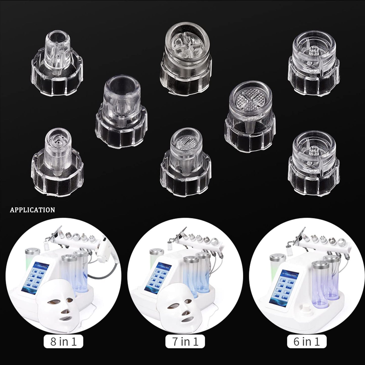 Elitzia 8pcs Plastic Hydro Dermabrasion Microderma Heads - Aqua Peel Tips for Hydro Facial Skin Cleaning & Beauty Machine Replacement