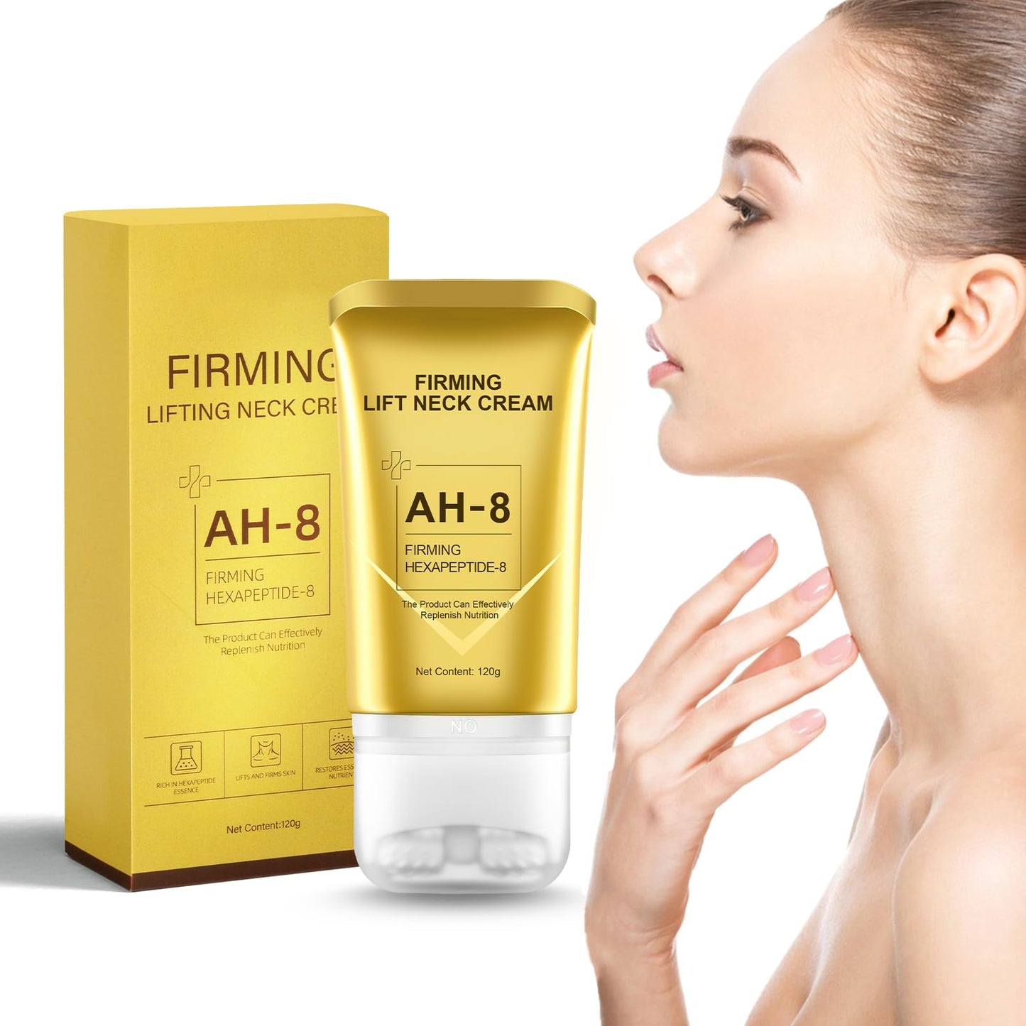 AH-8 Firming Neck Cream for Crepey Skin – Hexapeptide Moisturizing & Tightening Lotion for Women & Men, Day & Night Use