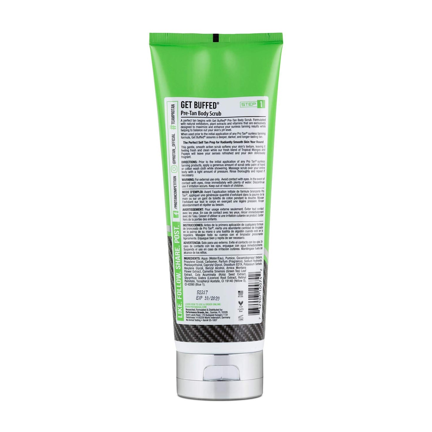 Pro Tan, Get Buffed, Pre-Tan Body Scrub, Skin Balancing Exfoliator, Balance Skin pH, 8 oz.