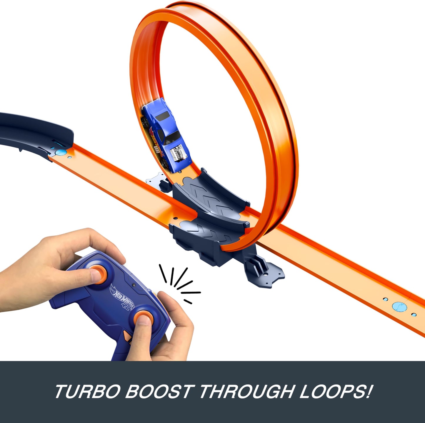 Hot Wheels Toy Car RC Set with 1:64 Scale Remote-Control Vehicle & 30+ Pieces of Race Track to Create Multiple Configurations