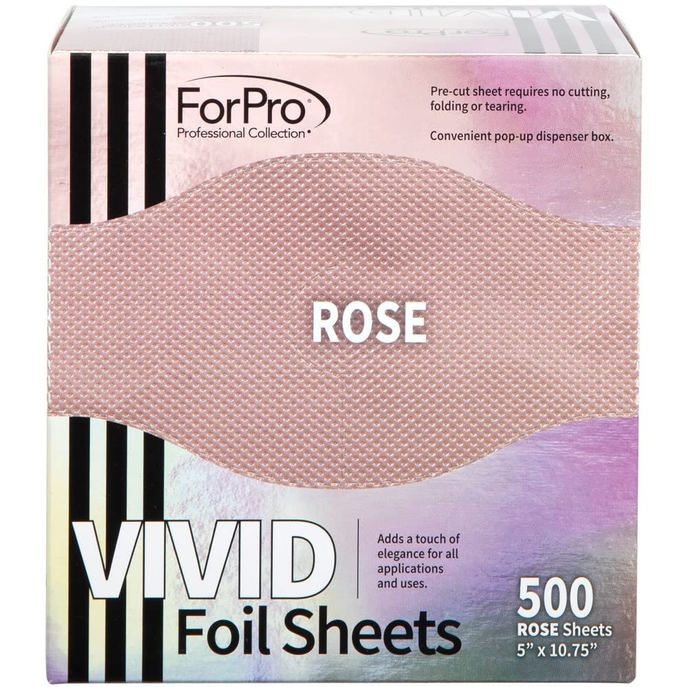 ForPro Vivid Rose Embossed Foil Sheets 500 Ct – Pop-Up Aluminum Foil for Hair Color & Highlights, 5”x10.75”, Food Safe, Professional Salon Use