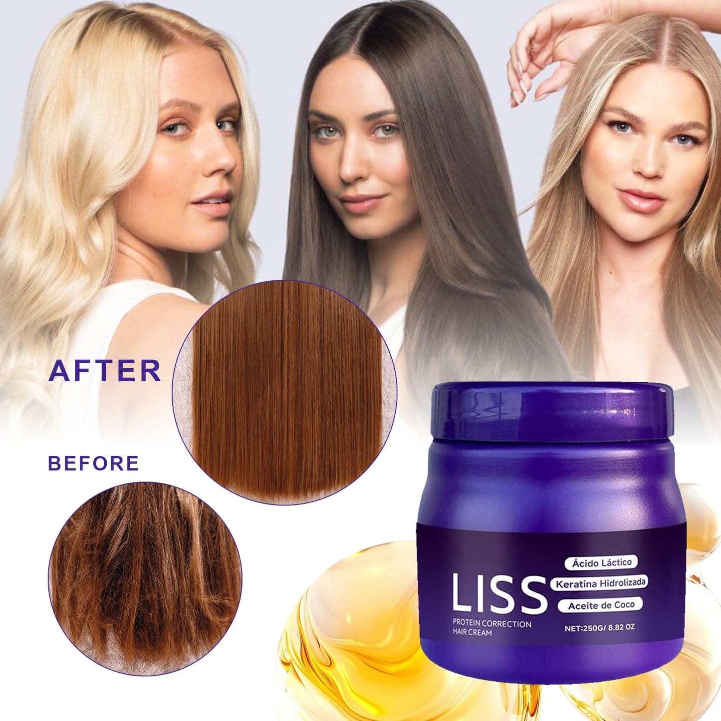 Liss Alisado, Crema Alisadora , Alisado para Cabello Sin Formol, Liss Keratina, Hair Natural Silkiness 1pcs