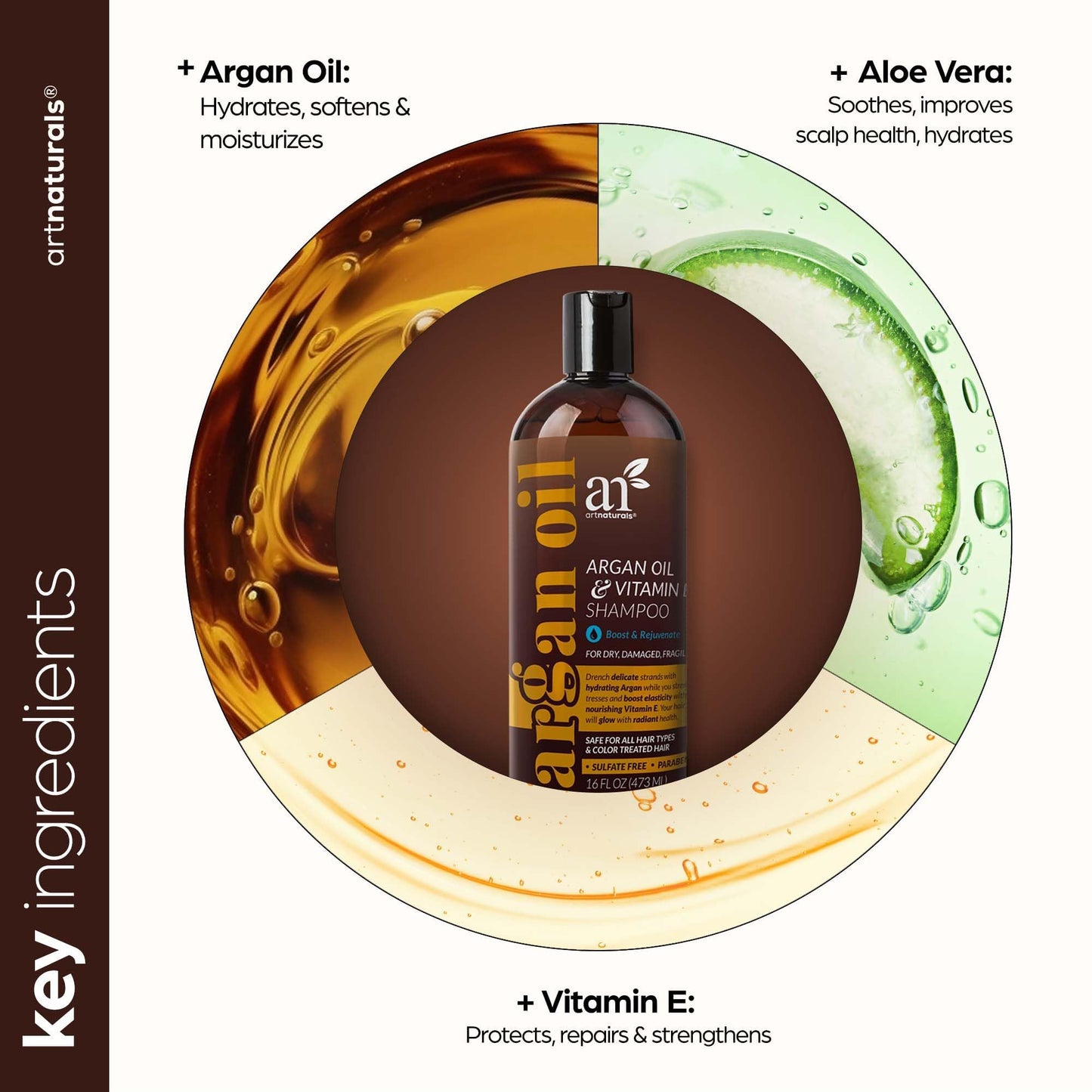 artnaturals Argan Hair Growth Shampoo 16 Fl Oz – Sulfate-Free Treatment for Thinning Hair & Regrowth – With Biotin, Argan Oil, Keratin & Caffeine