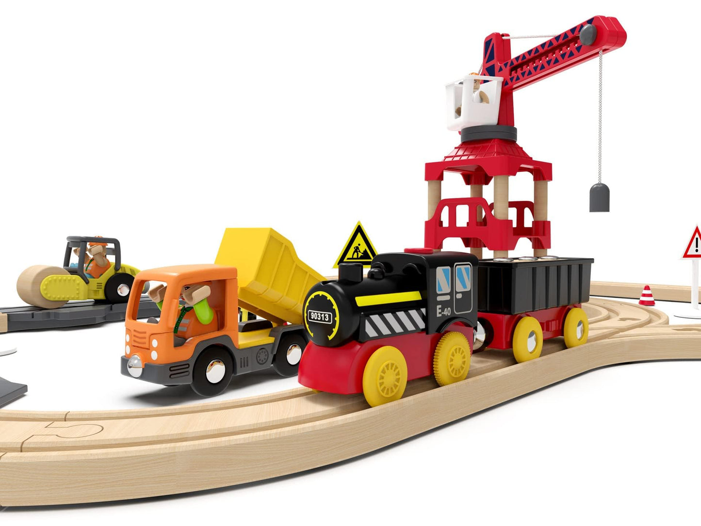 Battery Operated Locomotive Train, Magnetic Trains Toy for Wooden Tracks, Motorized Train Compatible with Thomas, Brio, Chuggington, Melissa & Doug