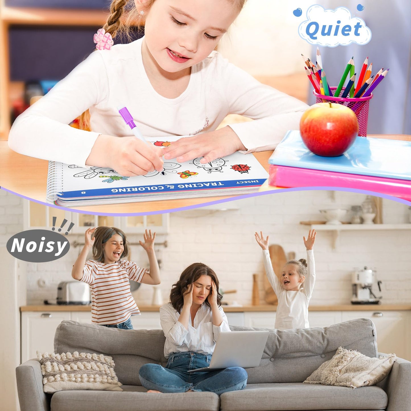 Preschool Learning Workbook for Ages 3-5 | Handwriting Tracing, Alphabet, Montessori Activities, Autism-Friendly Educational Busy Book