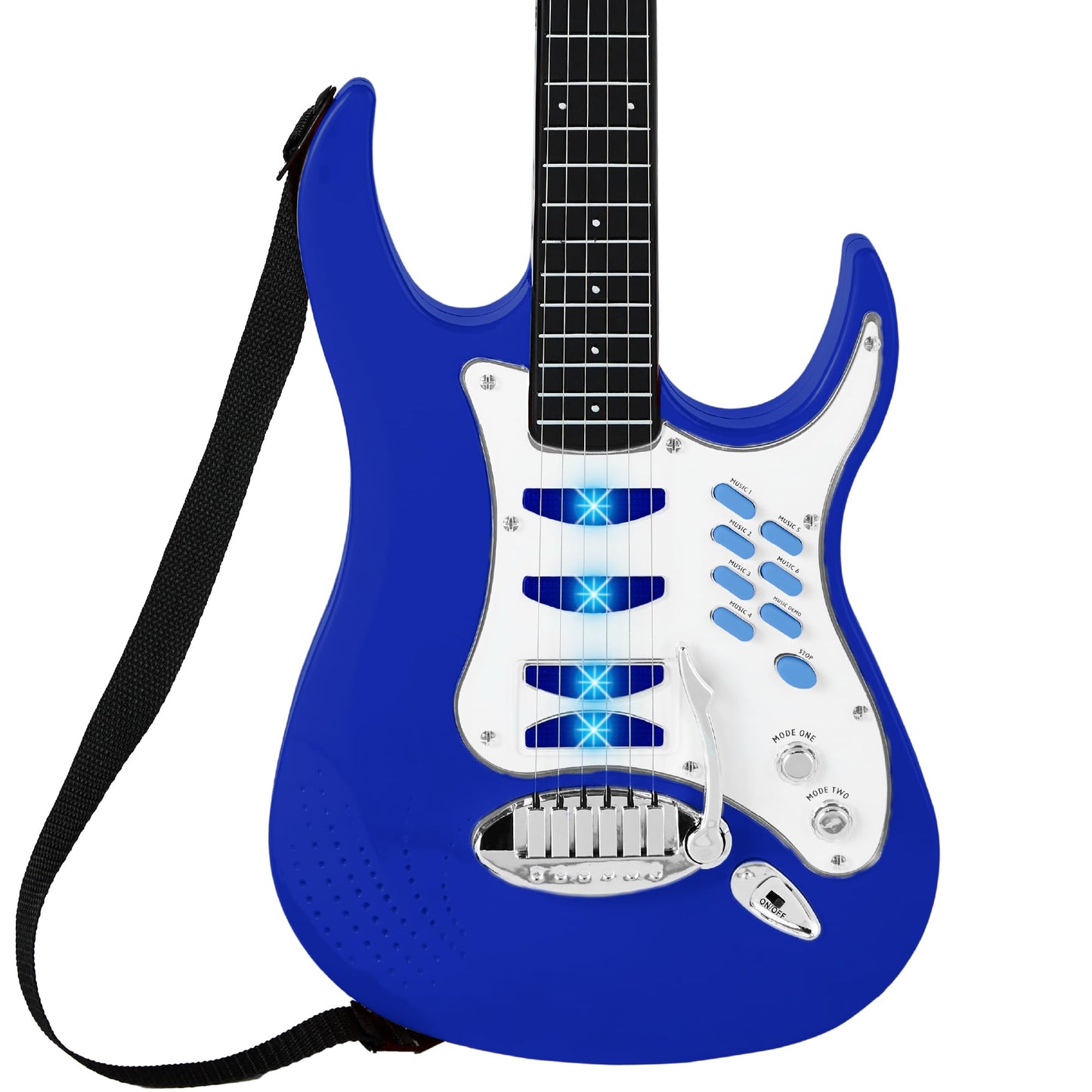 Best Choice Products Kids Electric Guitar Play Set - Toy Guitar Starter Kit w/ Mic, Amp, AUX, Whammy Bar, 6 Demo Songs & Stickers - Blue