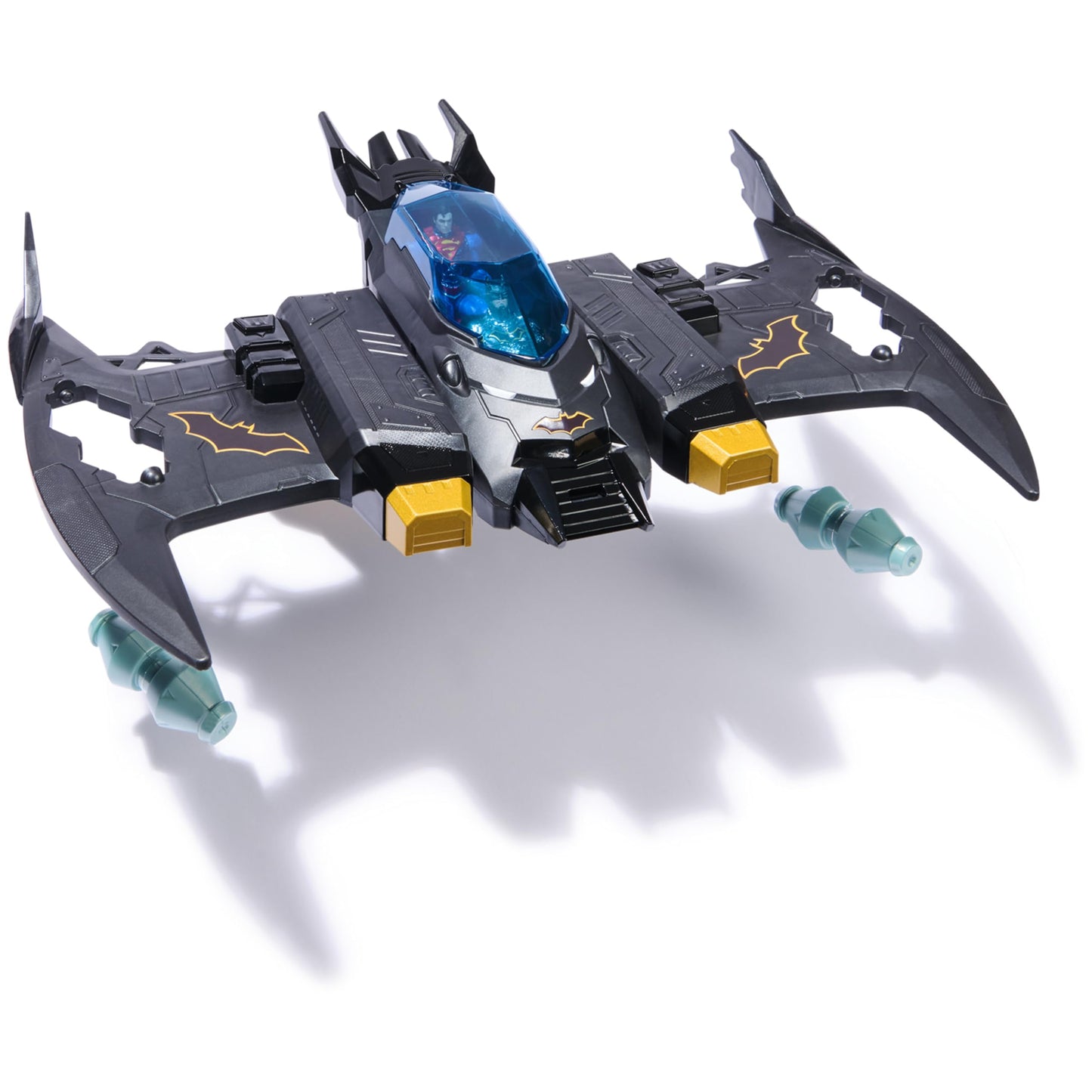DC Comics Metal Force Batwing 2-in-1 Transforming Playset with Batman & Superman Figures, Projectiles & Character Cards for Kids 4+