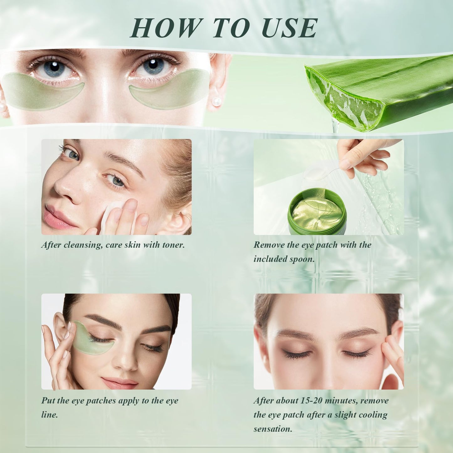 Under Eye Patches – 60 Aloe Vera Masks for Dark Circles, Puffiness, Wrinkles & Fine Lines, Natural Extracts Eye Care Treatment