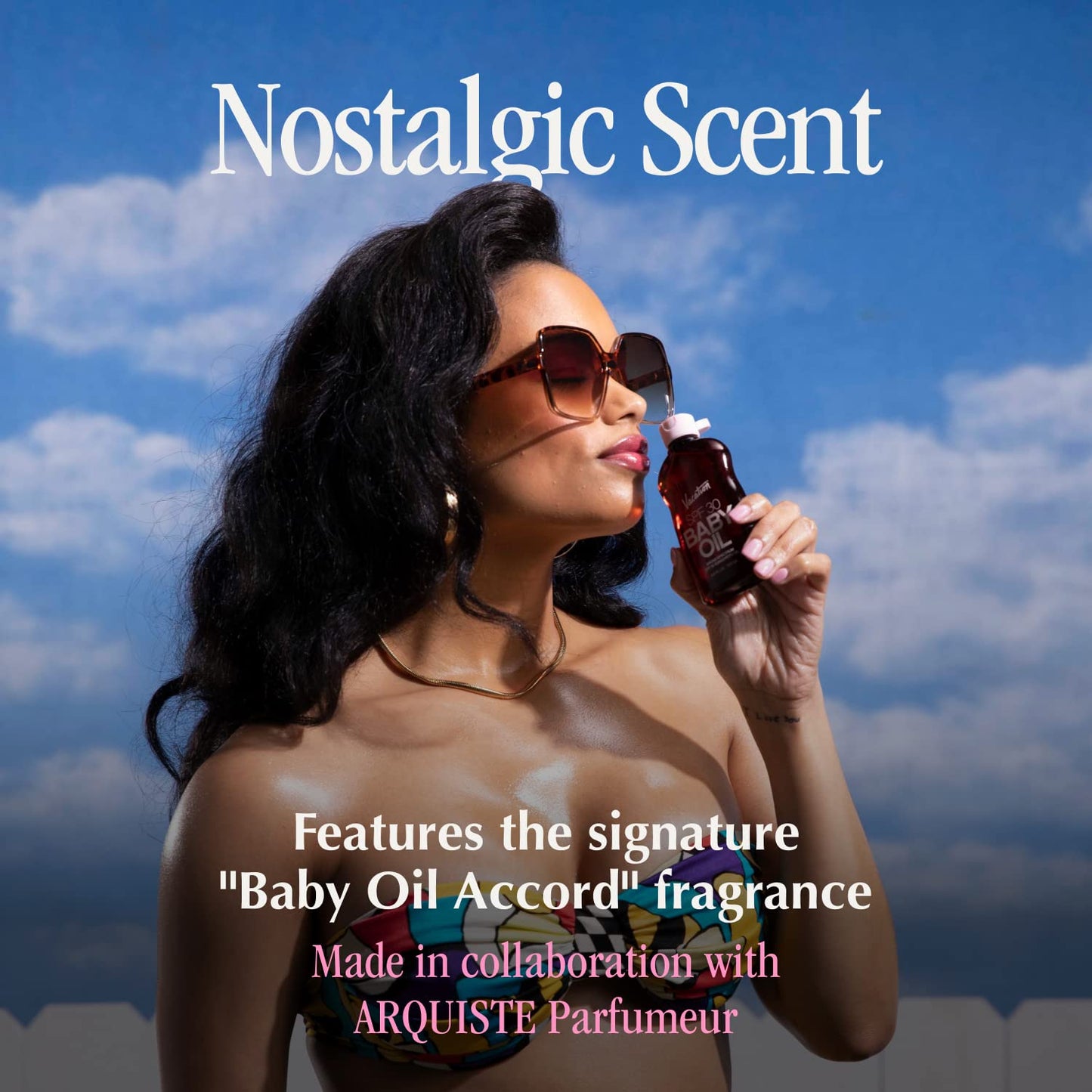 Vacation Baby Oil SPF 30 & Air Freshener Bundle – Hydrating, Mineral-Oil Free, Lightweight Sunscreen for All Skin Tones, Travel Size 3.4 oz