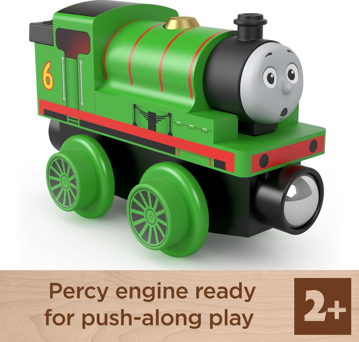 Thomas & Friends Wooden Railway, Percy Engine, push-along toy train made from sustainably sourced wood for toddlers and preschool kids