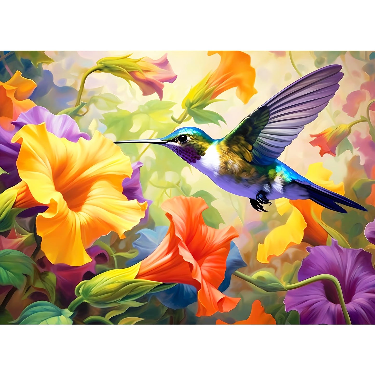 VOLUVOLU 500-Piece Flower & Hummingbird Jigsaw Puzzle – Fun Puzzle for Adults & Kids, Birthday, Family Game, Brain-Teasing Entertainment