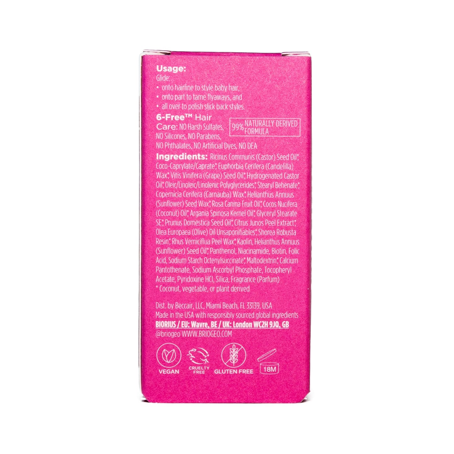 Briogeo Style + Treat Yuzu & Plum Oil Sleek Stick – Vegan Wax Hair Stick for Flyaways, Non-Greasy, Travel-Friendly Styling for All Hair Types, 0.5 oz