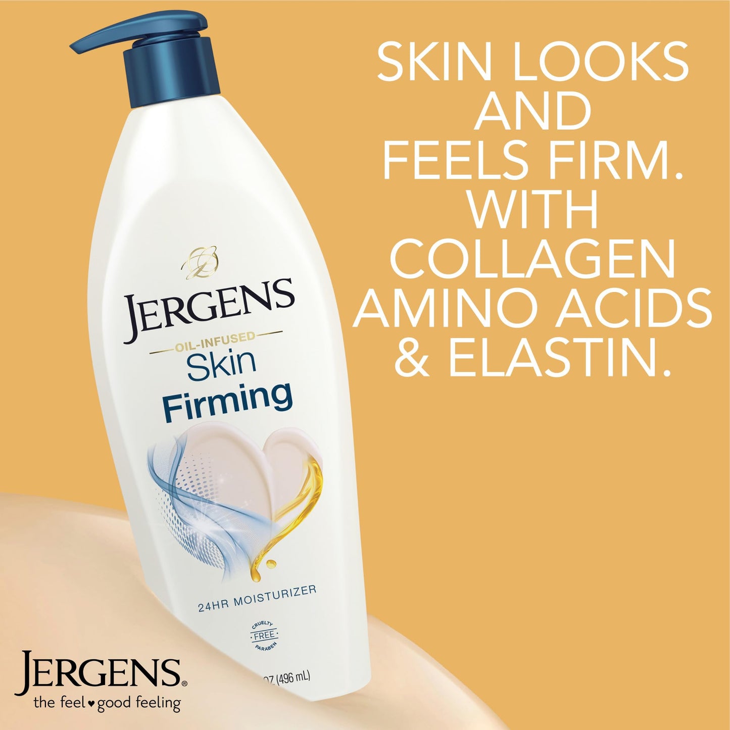 Jergens Skin Firming Body Lotion – Hydrating Skin Tightening Cream with Collagen & Elastin, Dermatologist Tested for Dry to Extra Dry Skin, 16.8 oz