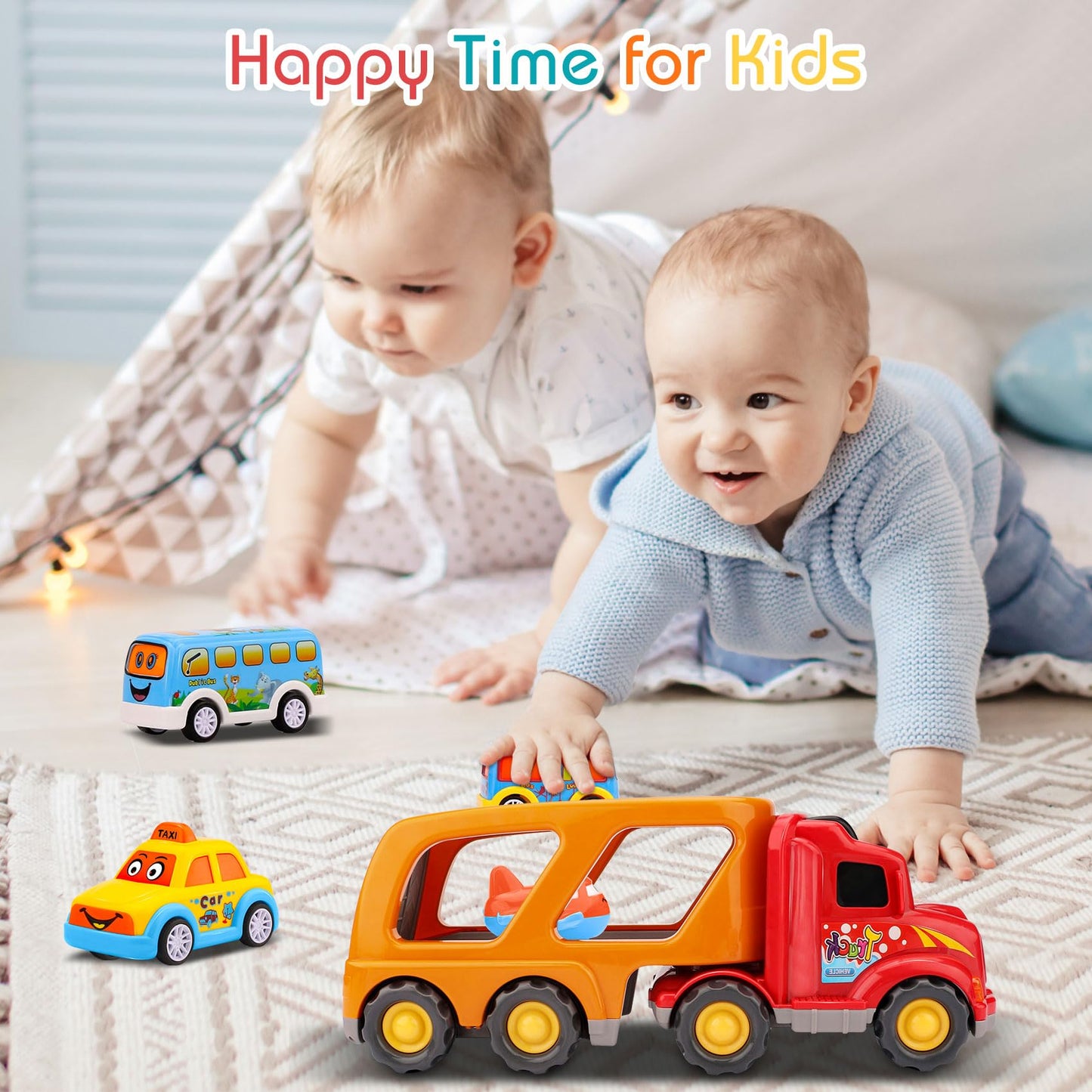 Nicmore Carrier Truck Toddler Toys Car, 5-in-1 Transport Playset for Kids Ages 18M-4 Years, Birthday & Christmas Gift for Boys and Girls