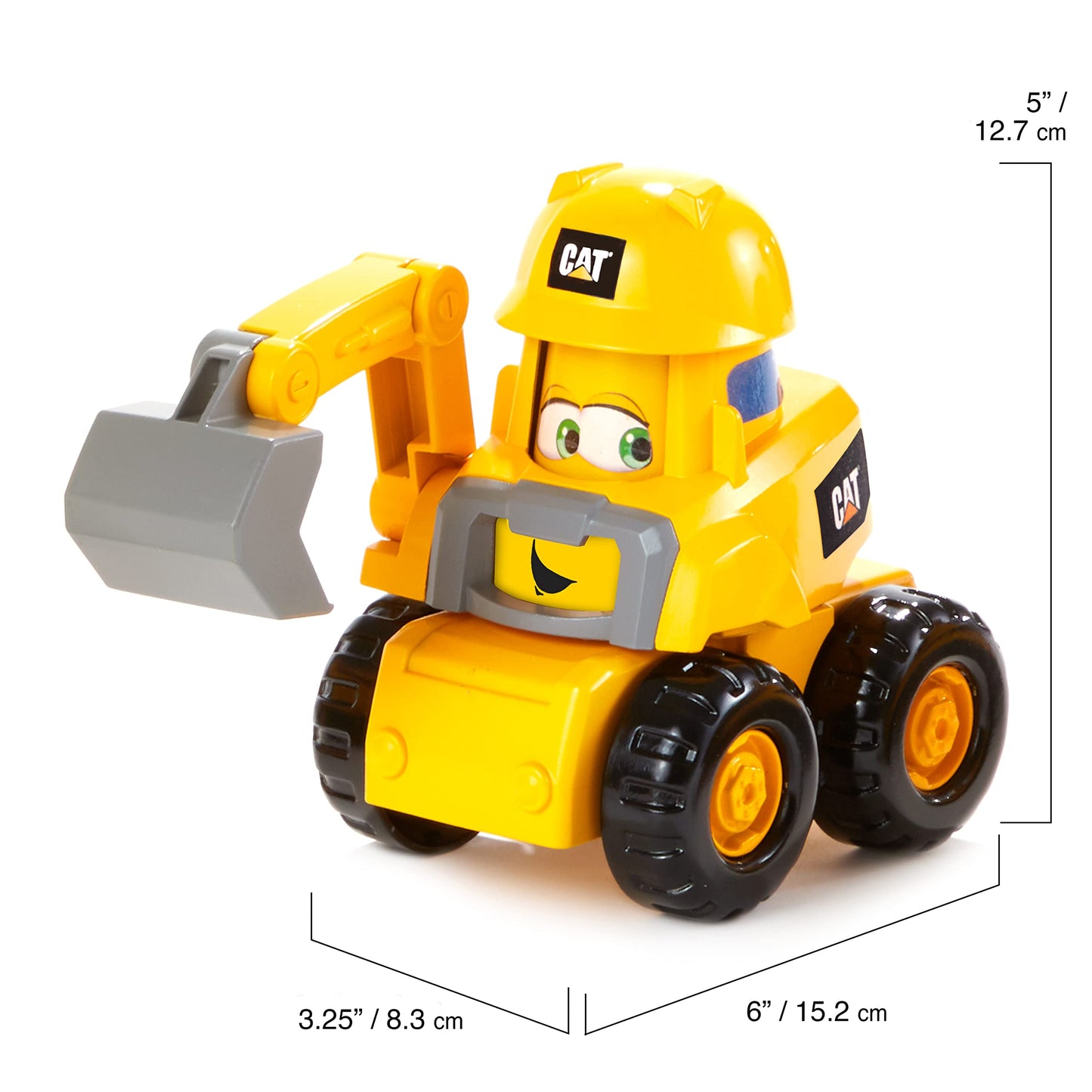 CAT Construction Toys, Junior Crew Construction Pals Excavator EduCATional Preschool Vehicle with Kid Vroom Sounds and Animated Face. for Ages 2+