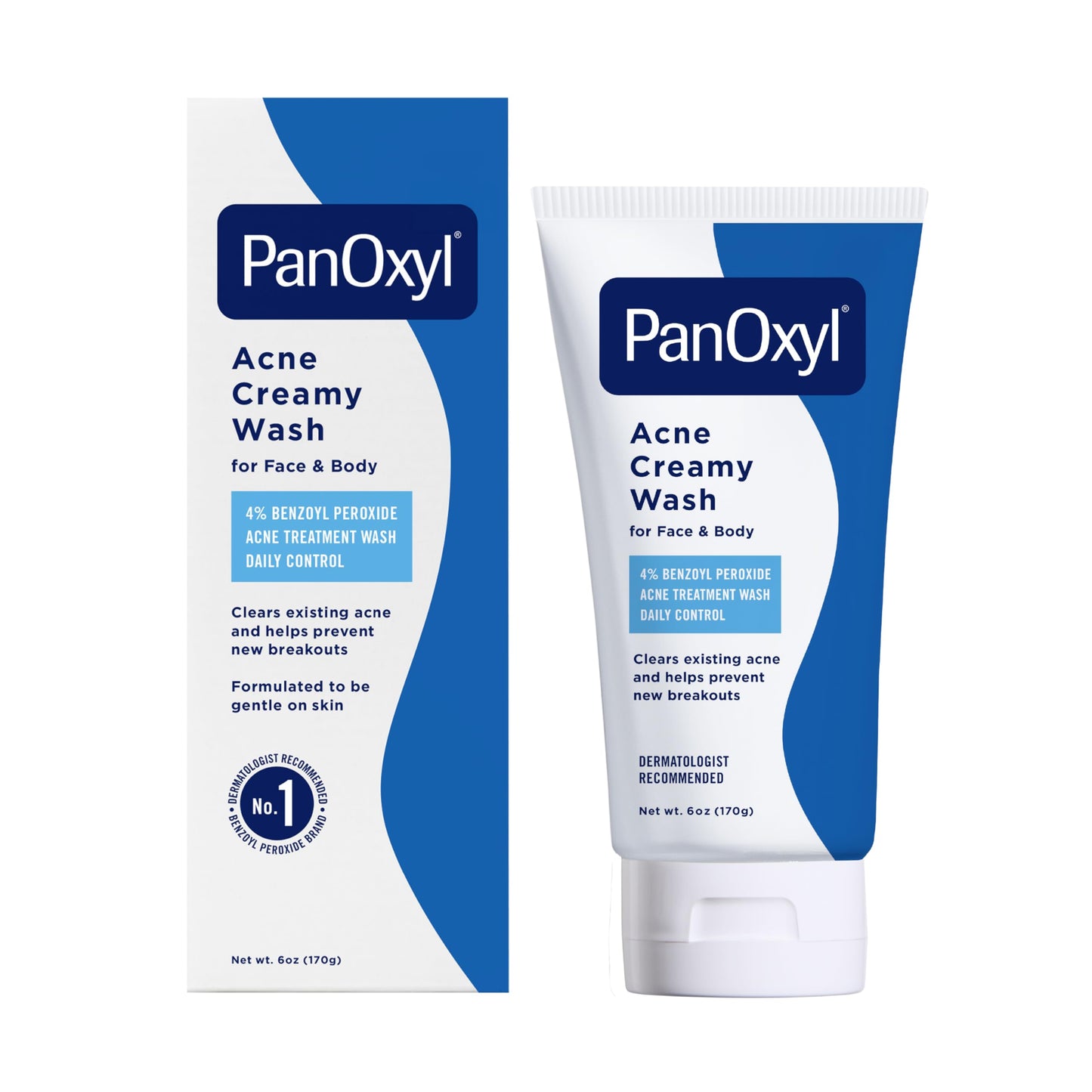 PanOxyl Antimicrobial Hydrating Acne Creamy Wash, 4% Benzoyl Peroxide, 6 Ounce