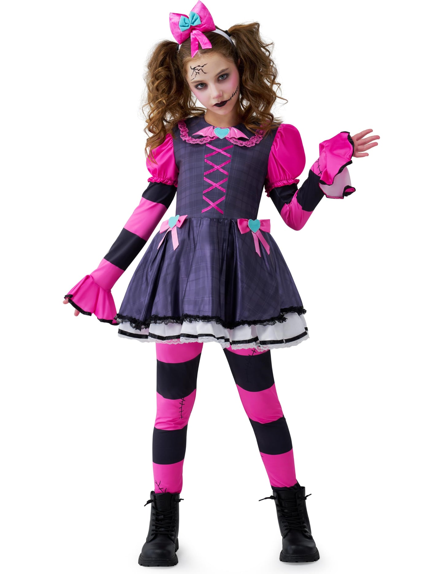 Spooktacular Creations Halloween Creepy Scary Doll Costume for Girls, Halloween Costume Set for Kids, Girls Spooky Doll Outfit