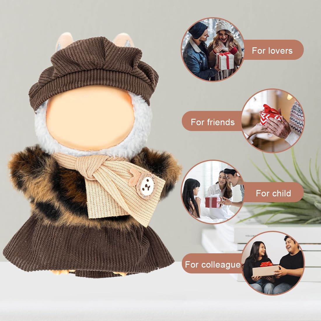 Clothes for Lububu 17cm Dolls(NO Doll) Outfit with Accessories Suit for Lububu Cute Stylish Dress Up Set for lububu Patterned Skirt