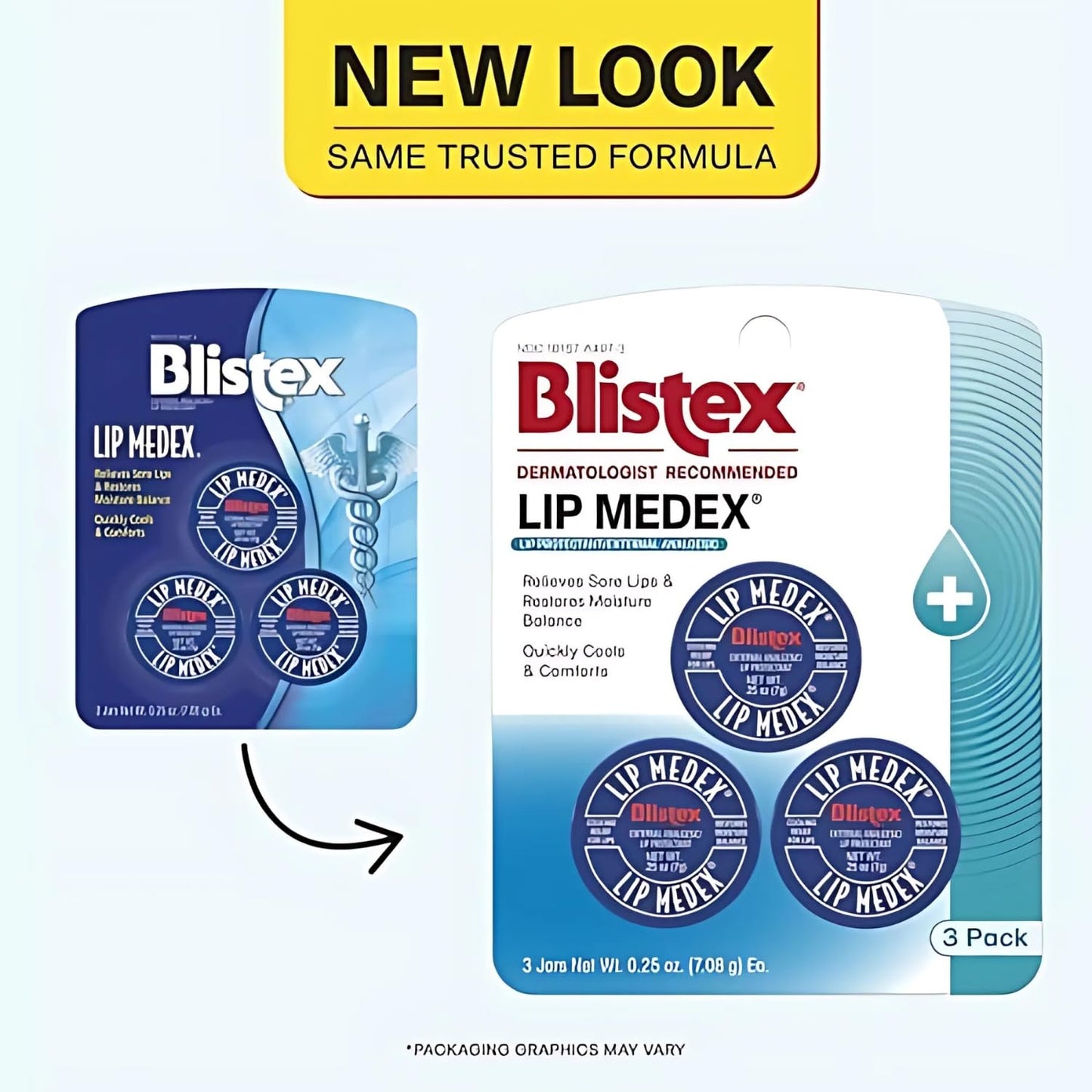 Blistex Lip Medex, 0.25 oz, 3-Count – Medicated Lip Balm for Immediate Cooling, Soothes, Protects & Hydrates Lips, 1 Pack