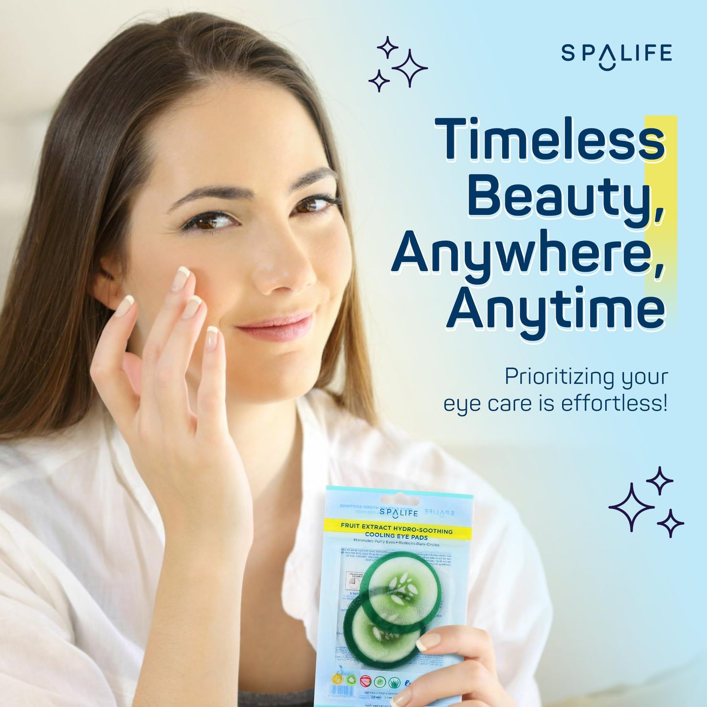 SpaLife Cooling Cucumber Eye Pads - 48 Korean Soothing Pads for Dark Circles, Puffiness & Wrinkles, Hydrating Eye Treatment
