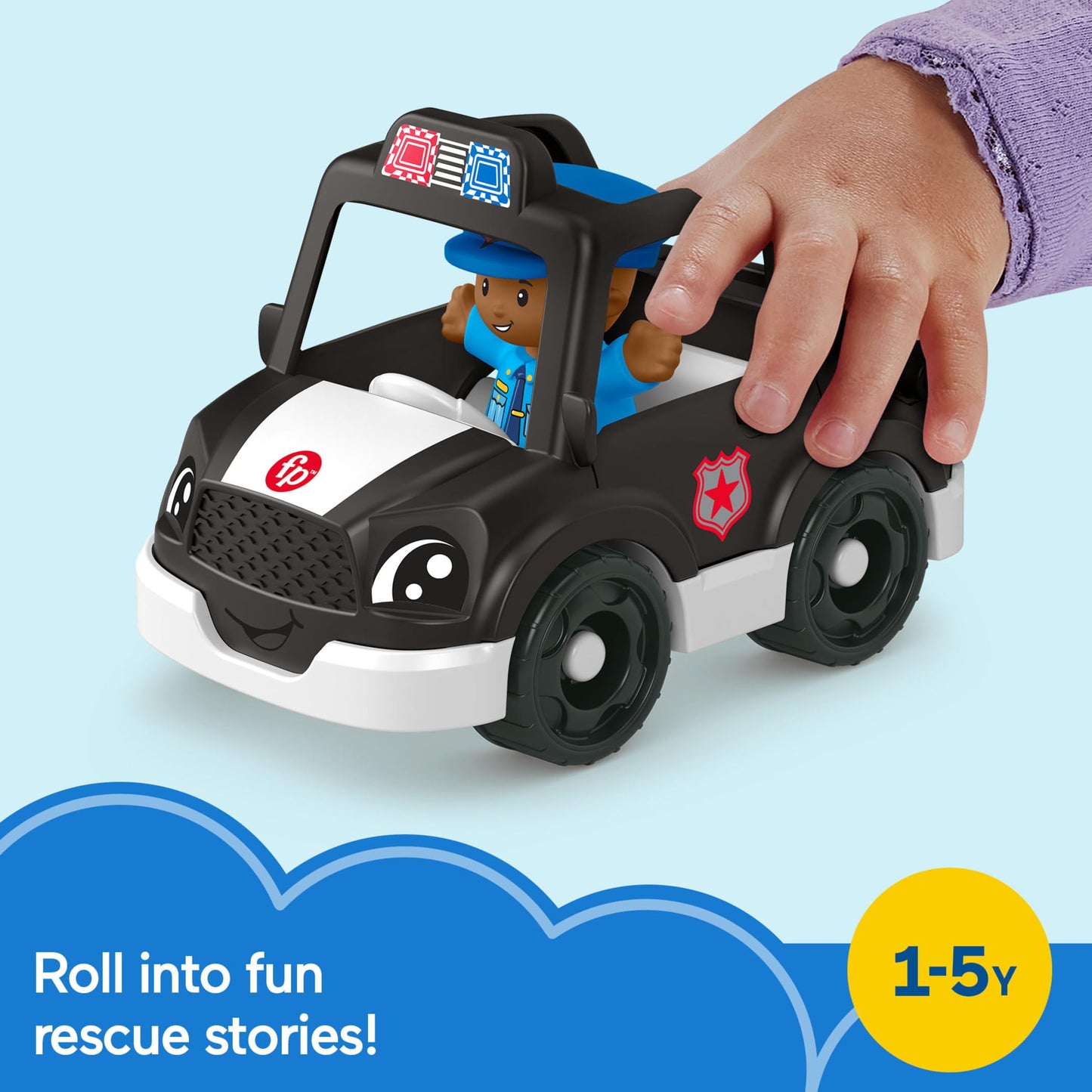 Fisher-Price Little People Toddler Toys Police Car Push-Along Vehicle & Figure for Pretend Play Preschool Kids Ages 1+ Years