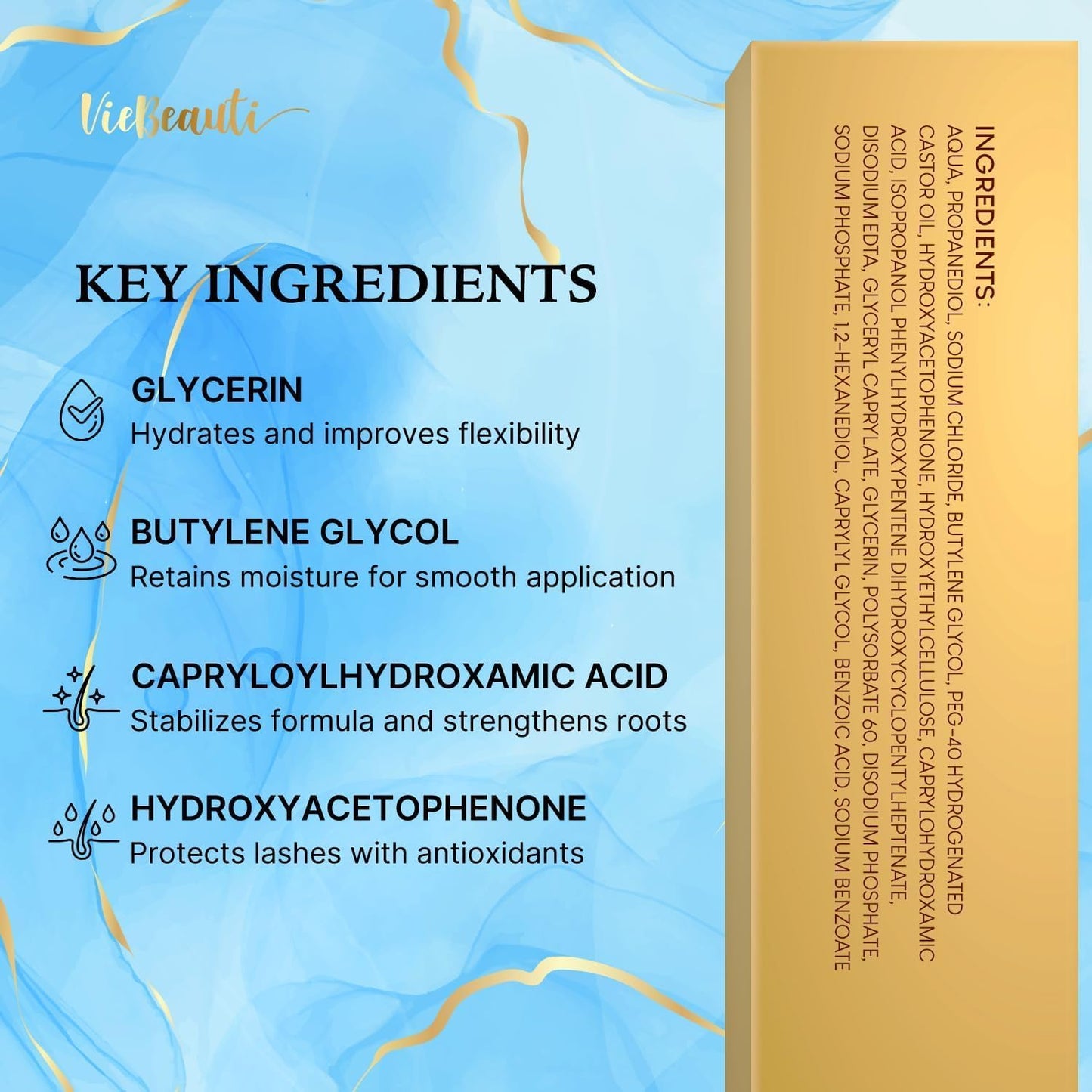 VieBeauti Lash Serum for Eyelash Growth – Advanced Formula for Longer, Fuller, Thicker Lashes, Vegan & Cruelty-Free, 5-Month Supply, 5ml