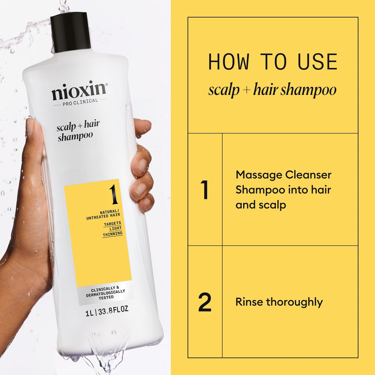 Nioxin Scalp + Hair Thickening System 1 Shampoo| For Natural or Untreated Hair with Light Thinning| With Niacinamide and Biotin| 33.8 Fl oz.