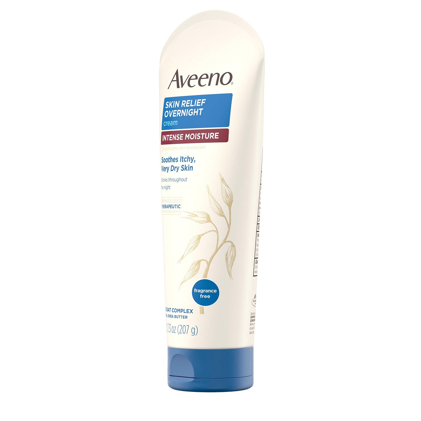 Aveeno Skin Relief Overnight Moisture Cream, Triple Oat & Shea Butter, Dimethicone Protectant, Fragrance & Steroid-Free, 7.3 oz