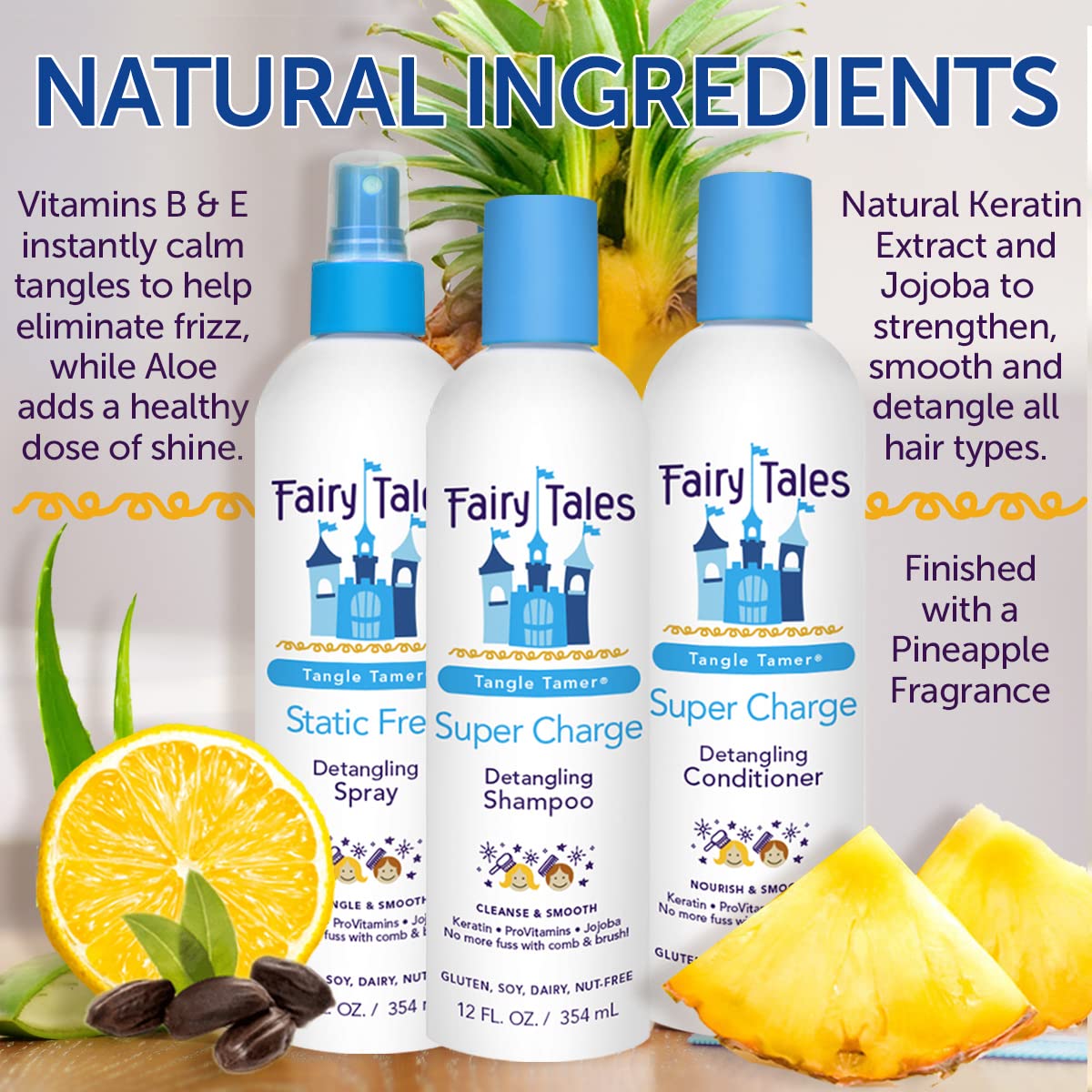 Fairy Tales Tangle Tamer Super Charge - Detangling Conditioner for Kids - Paraben Free, Sulfate Free, Gluten Free, Nut Free - 12 oz