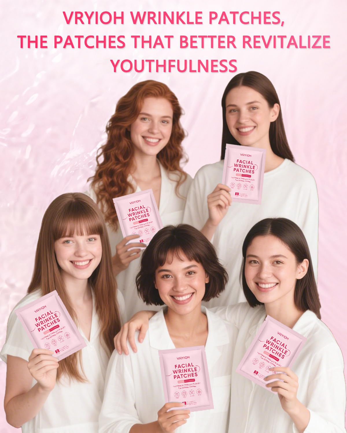 Vryioh 3-in-1 Wrinkle Patches for Forehead, Smile Lines & Under Eyes, Overnight Treatment with Hyaluronic Acid & Collagen, 60 Pcs