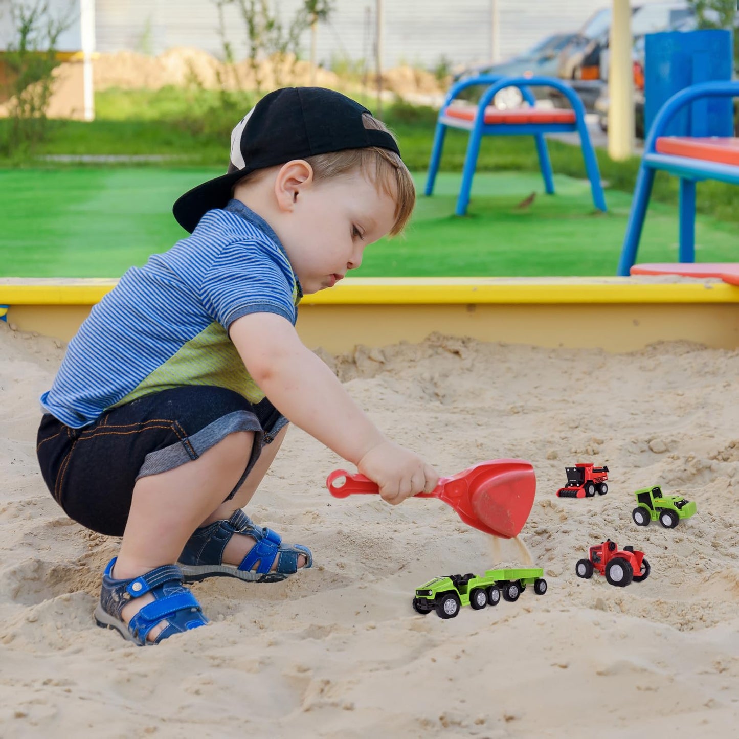 Maxx Action Farm Construction 5-Pack Toy Trucks – Wagon, 6x6, Modern & Vintage Tractors, Combine Harvester with Moving Parts, Ages 3+