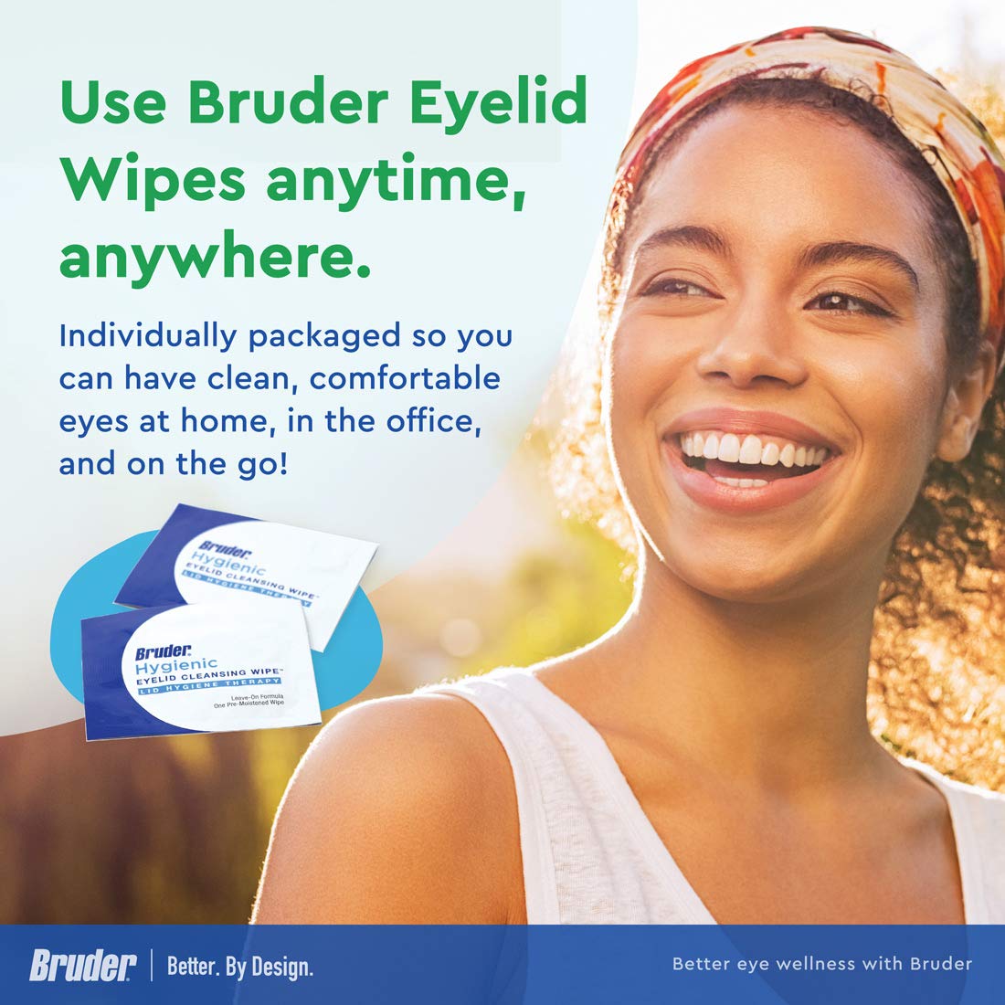 Bruder Eyelid Cleansing Wipes, Rinse-Free, Remove Oil, Debris & Makeup from Lashes & Eyelids, Non-Allergenic, 30 Count