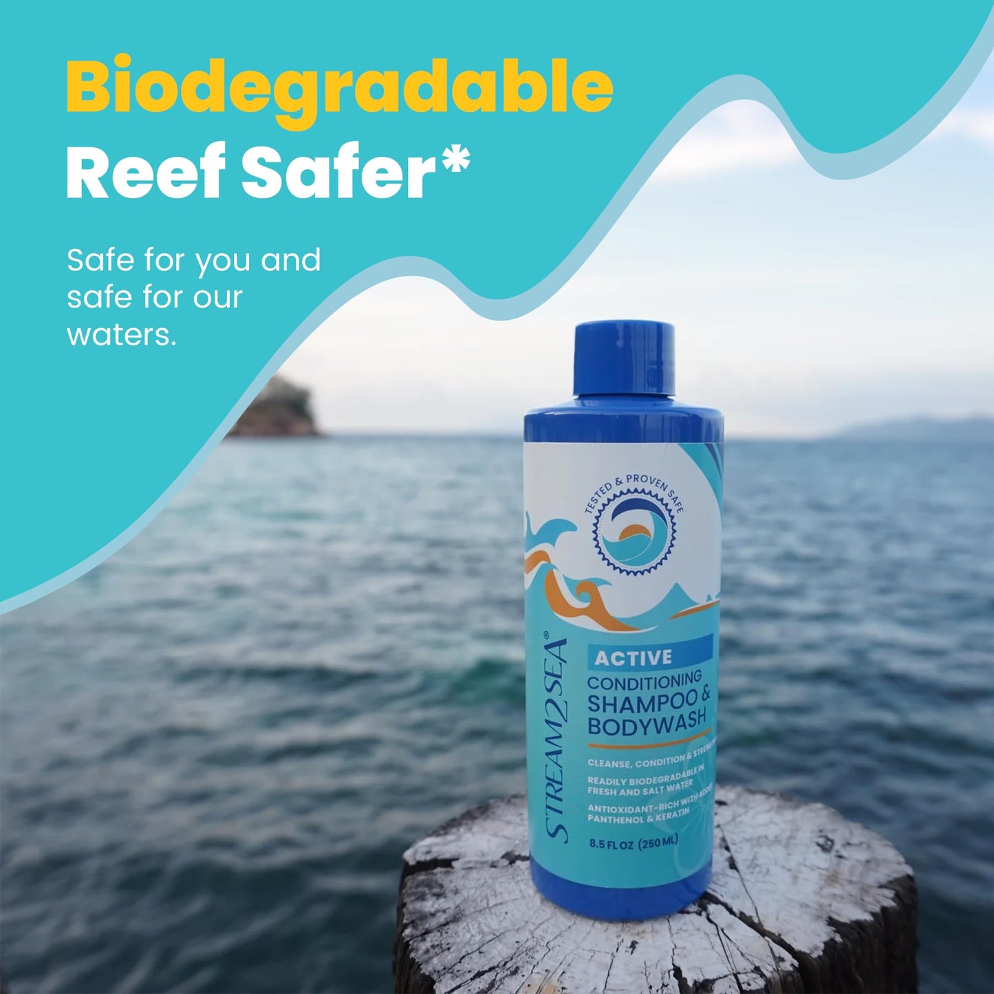 STREAM 2 SEA 3-in-1 Shampoo, Body Wash & Conditioner | Reef Safe, Natural & Organic Camping Soap | Sulfate & Paraben Free Hair & Skin Care, 32 oz