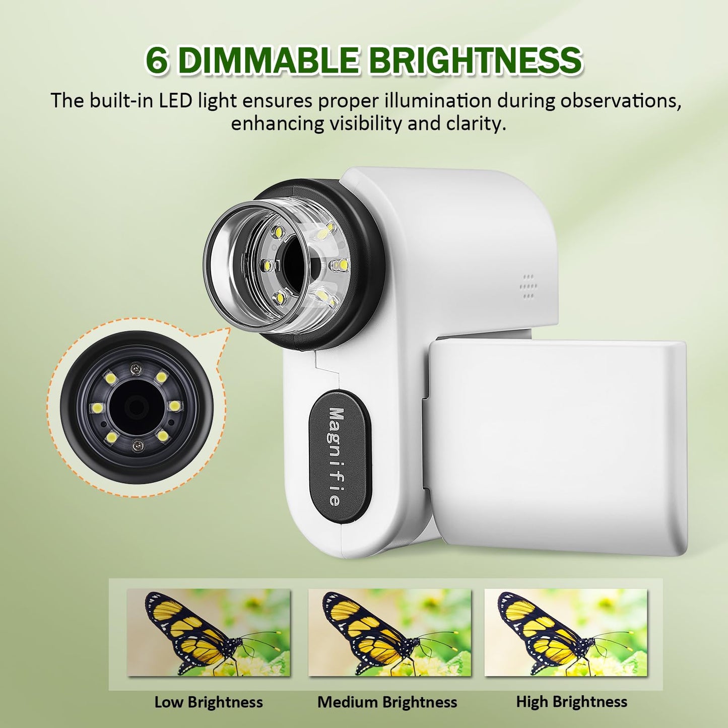 Barchrons 1000X Handheld Microscope for Kids โ 4K Mini Pocket Microscope with 2" Screen, 6 LED Lights, STEM Science Gift for Ages 8-12